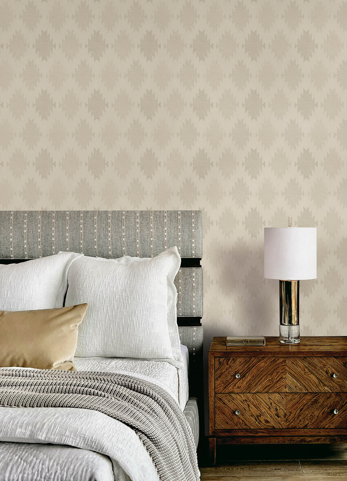 Chesapeake Yellowstone Stitched Heirloom Wallpaper Sample - Khaki