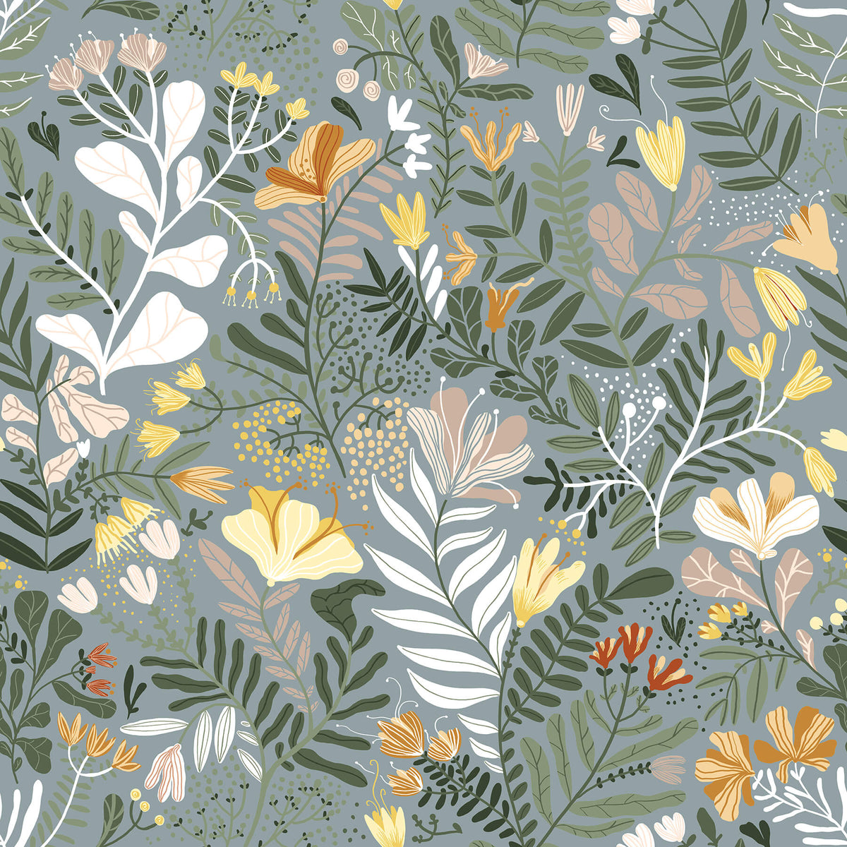 A-Street Prints Botanica Brittsommar Wallpaper - Slate