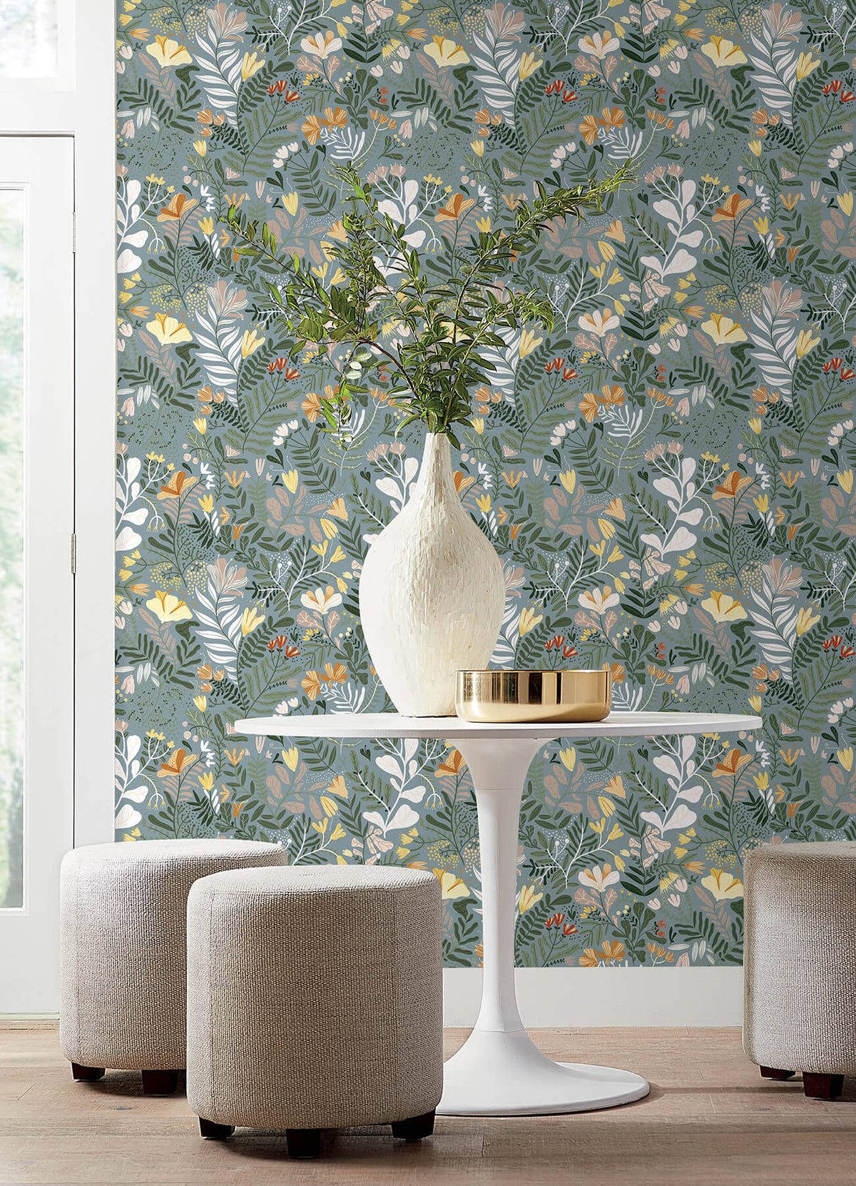 A-Street Prints Botanica Brittsommar Wallpaper - Slate
