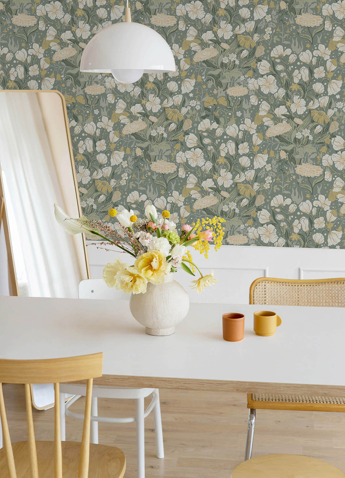 A-Street Prints Botanica Hava Meadow Flowers Wallpaper - Moss