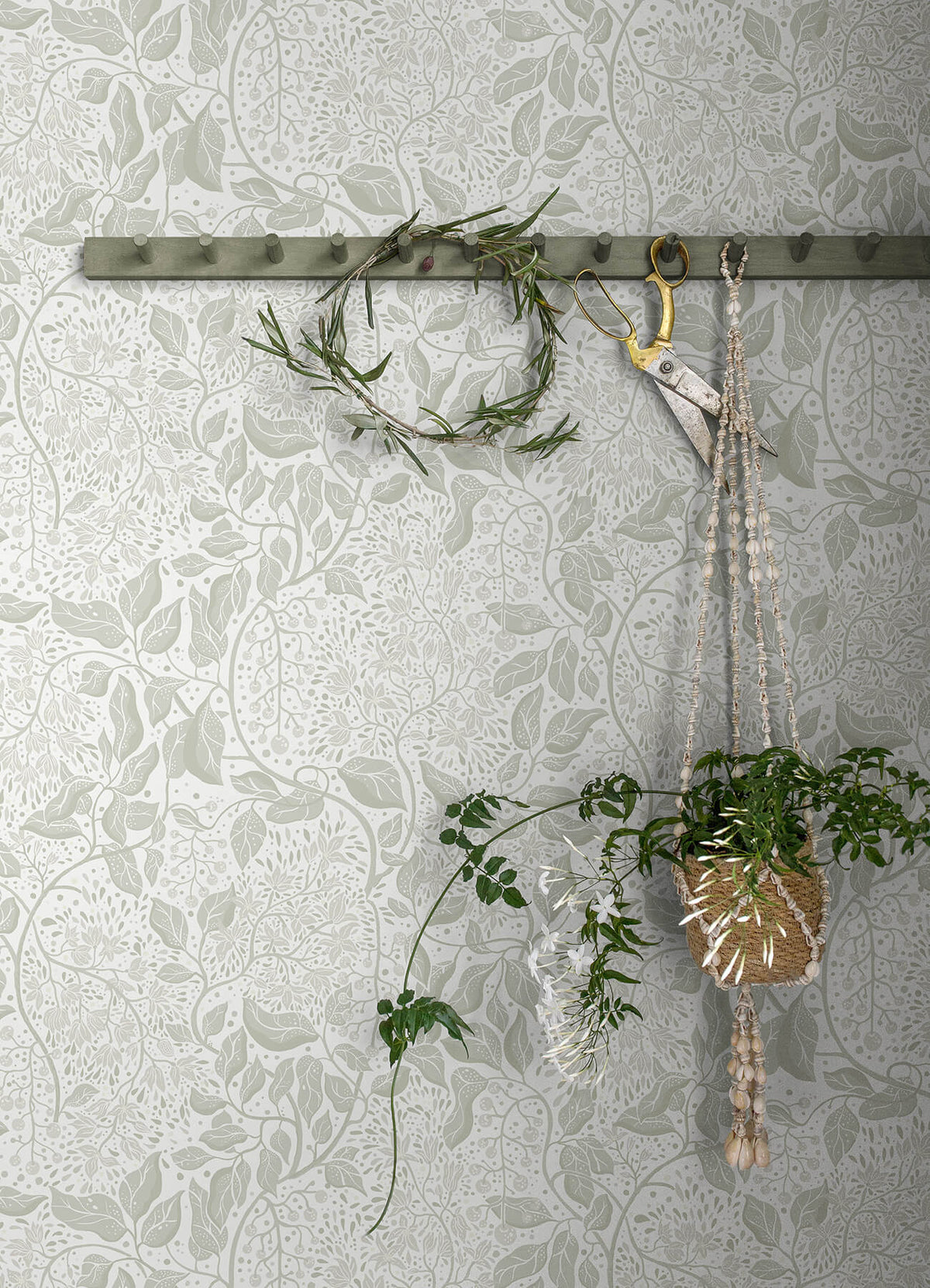 A Street Prints Botanica Turi Twining Vines Wallpaper Sample - Sage