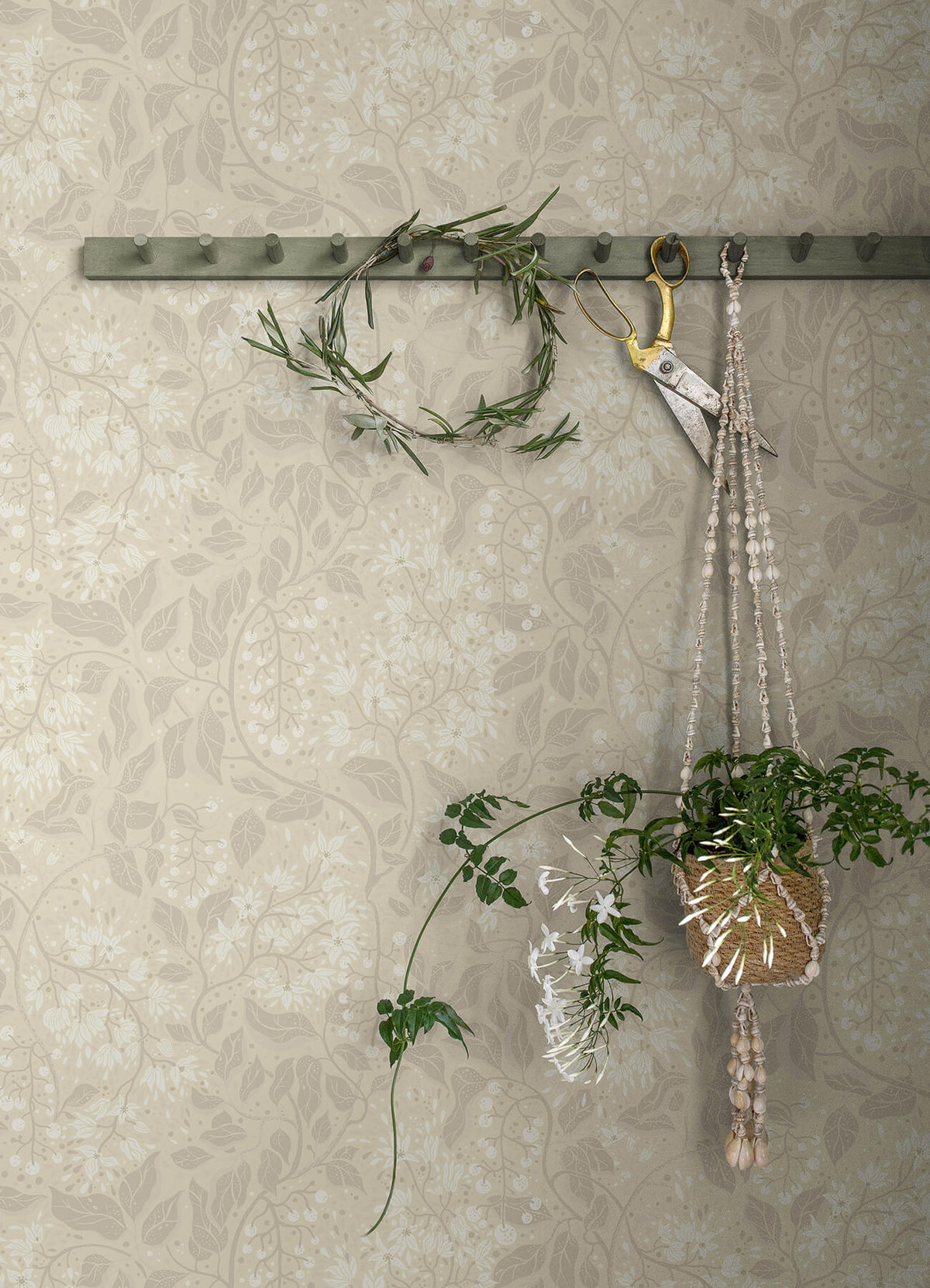 A Street Prints Botanica Turi Twining Vines Wallpaper Sample - Wheat