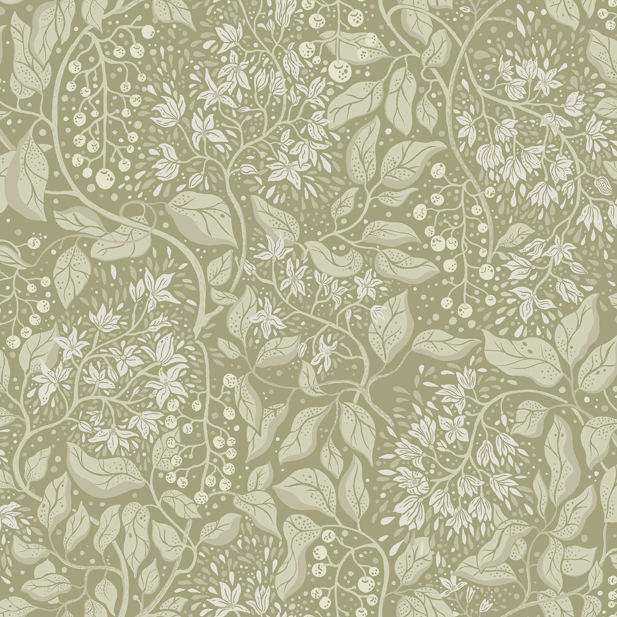 A-Street Prints Botanica Turi Twining Vines Wallpaper - Moss