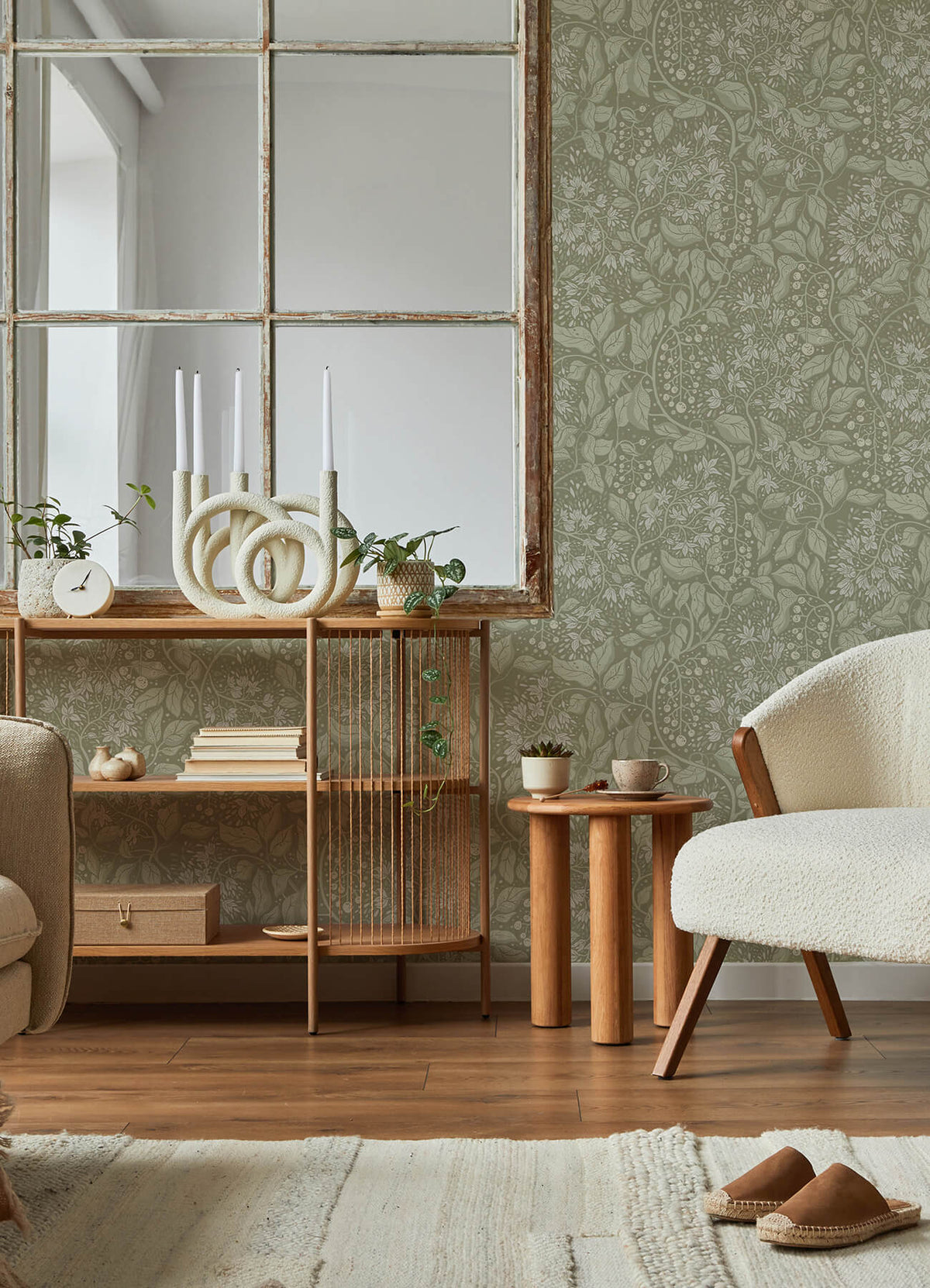 A-Street Prints Botanica Turi Twining Vines Wallpaper - Moss