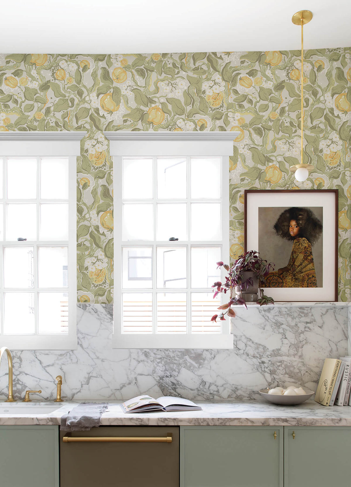 A-Street Prints Botanica Kort Fruit & Floral Wallpaper - Sage