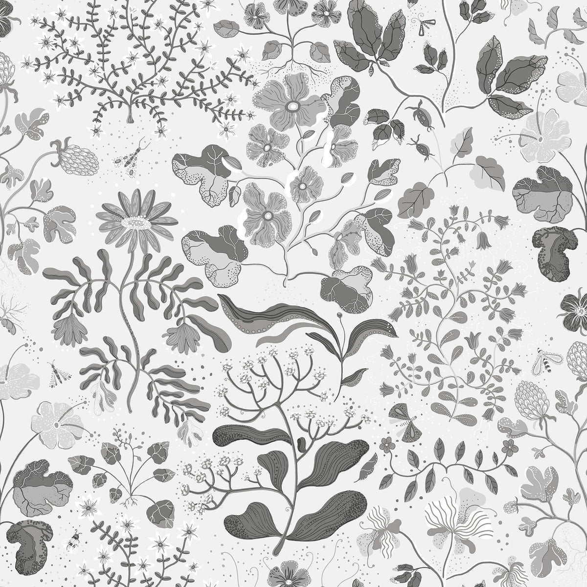 A-Street Prints Botanica Groh Floral Wallpaper - Grey