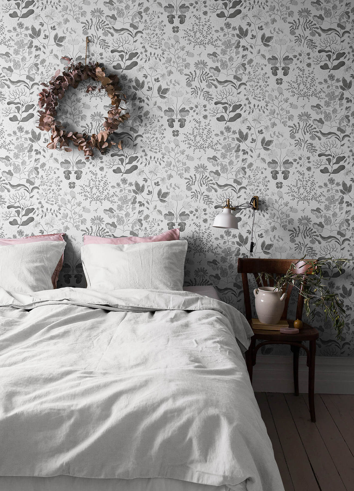 A-Street Prints Botanica Groh Floral Wallpaper - Grey