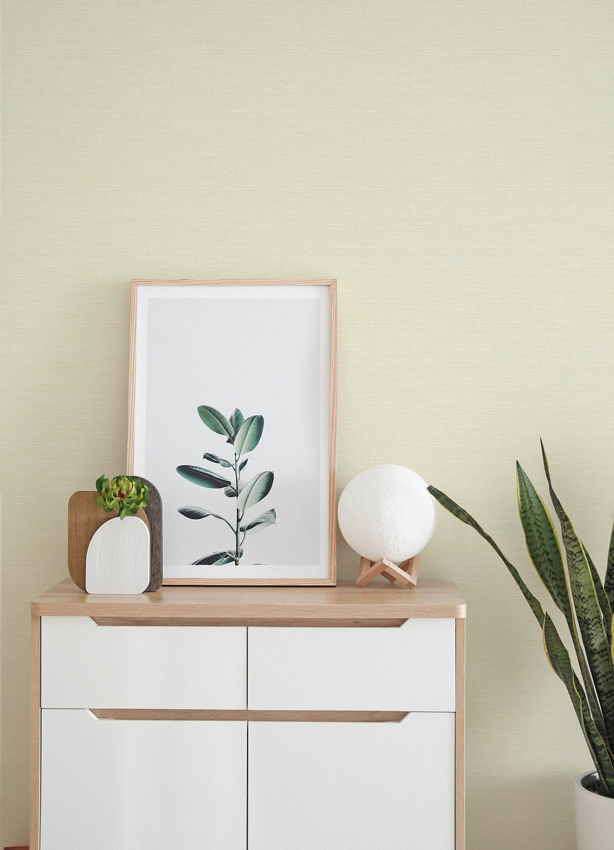 A-Street Prints Botanica Agave Faux Grasscloth Wallpaper - Yellow