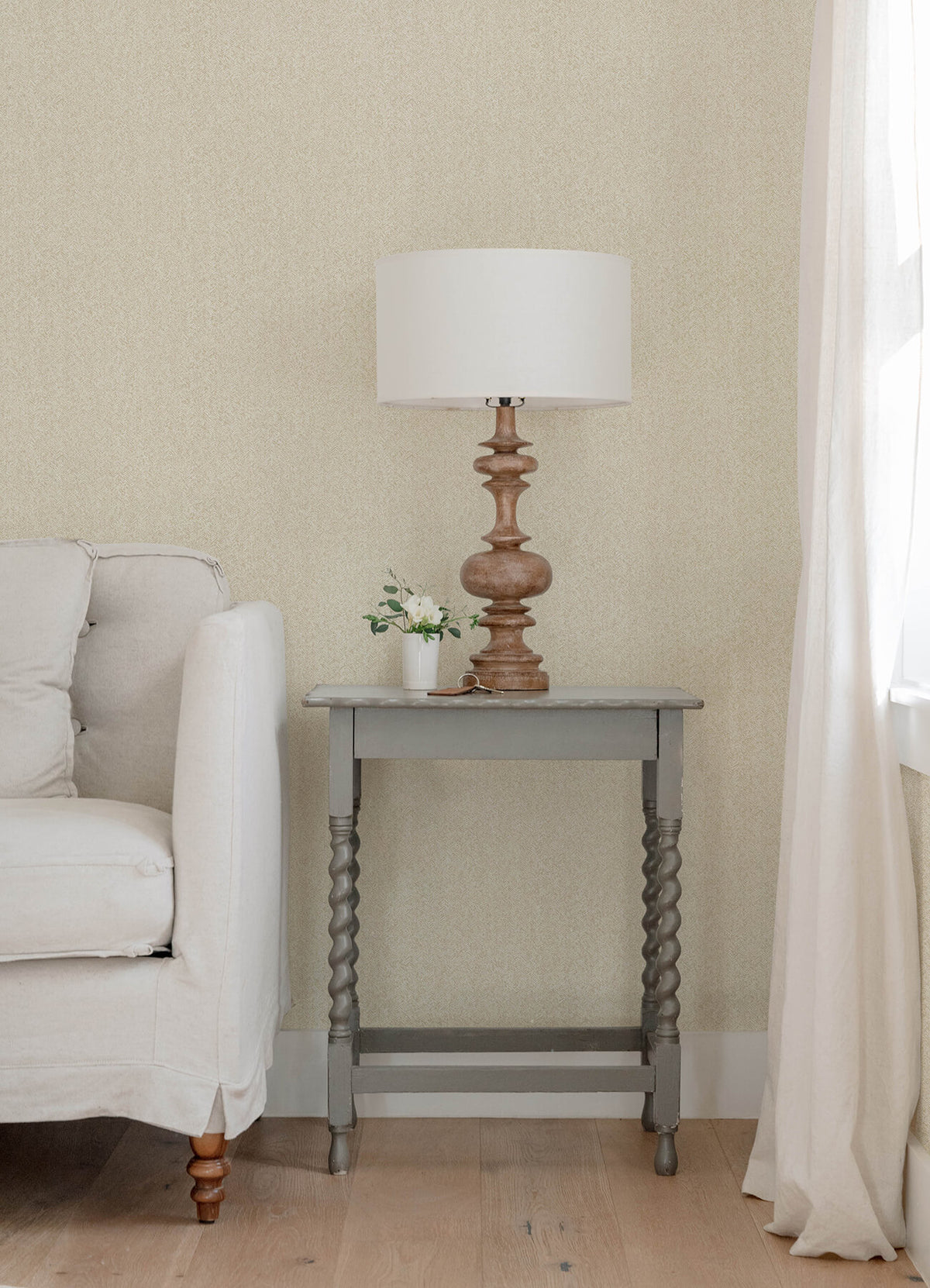 A-Street Prints Botanica Ashbee Faux Fabric Wallpaper - Taupe