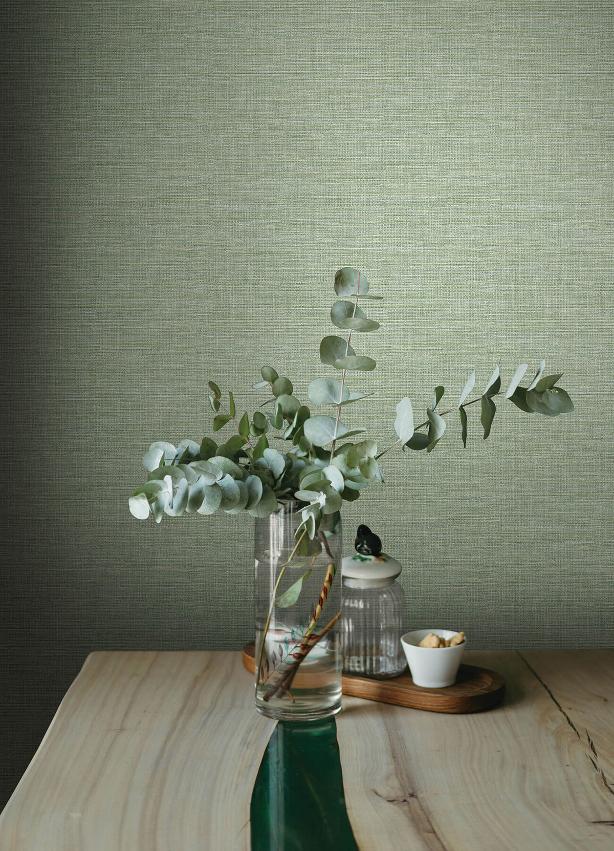 A Street Prints Botanica Exhale Texture Wallpaper Sample - Light Green