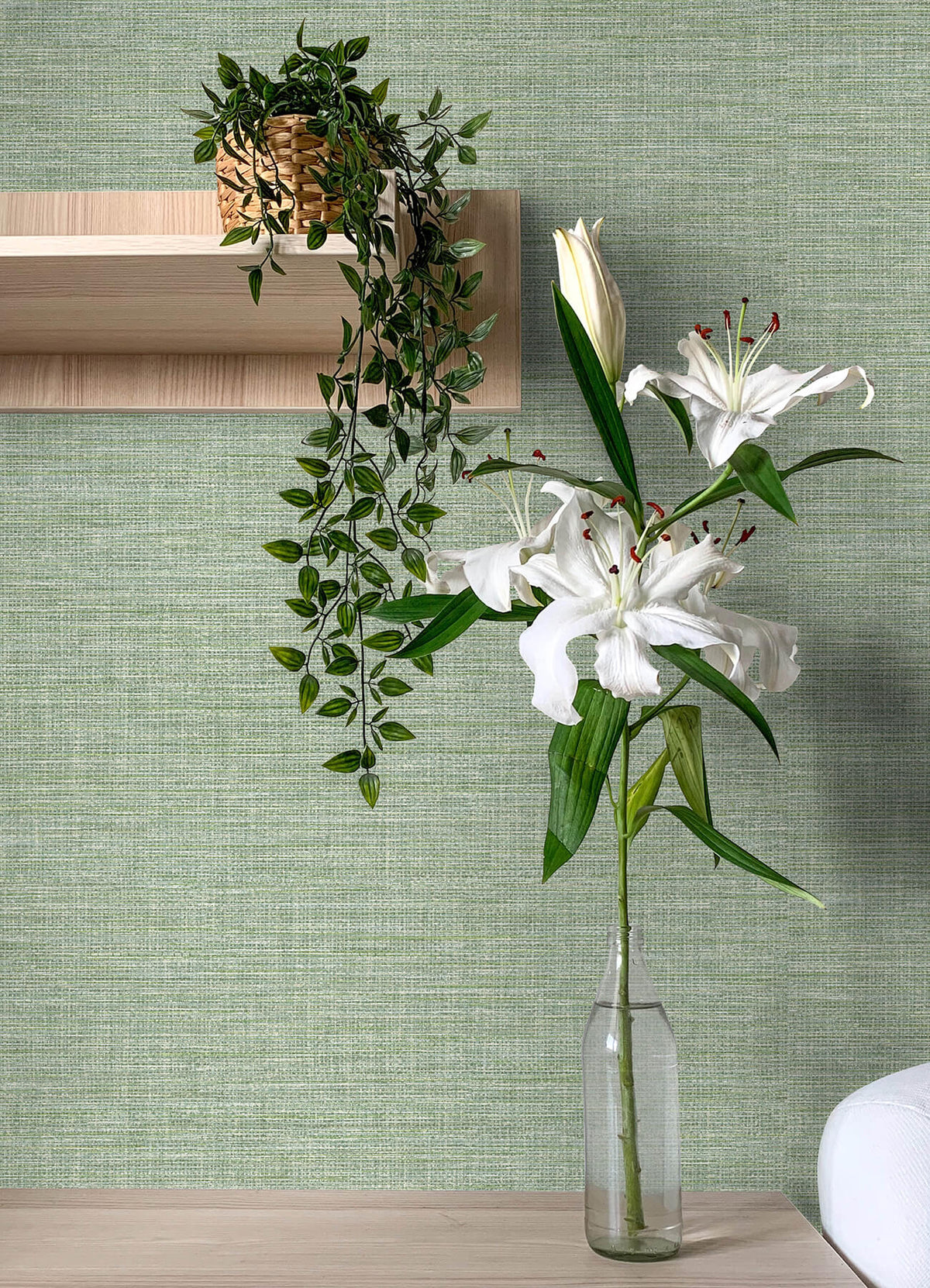 A Street Prints Botanica Exhale Texture Wallpaper Sample - Light Green
