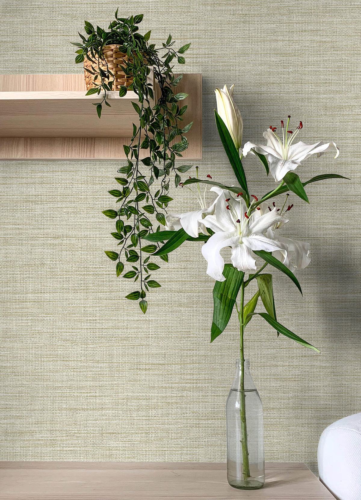 A Street Prints Botanica Exhale Texture Wallpaper Sample - Light Yellow