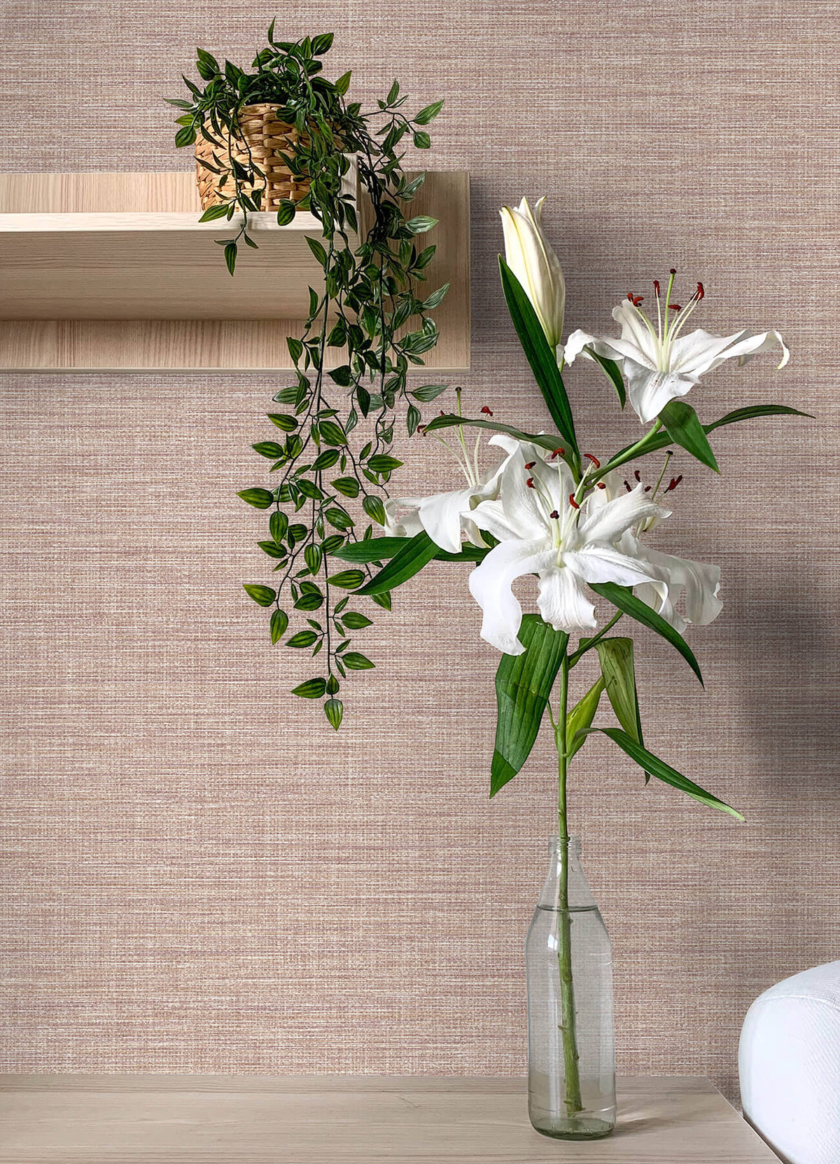 A-Street Prints Botanica Exhale Texture Wallpaper - Blush