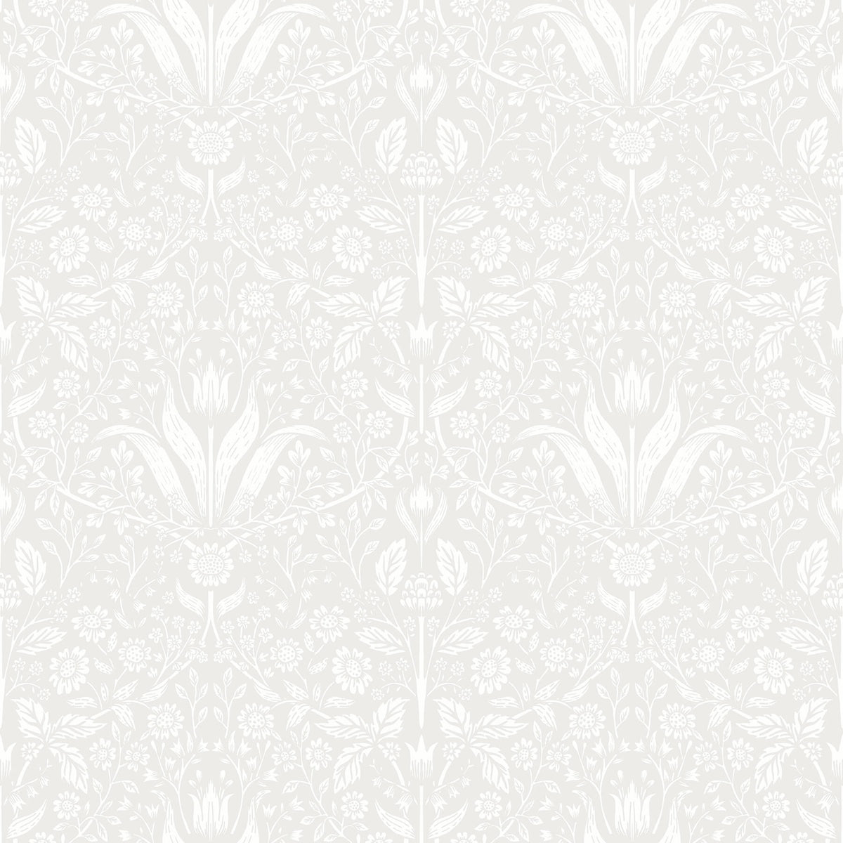 A-Street Prints Botanica Mara Tulip Ogee Wallpaper - Light Grey