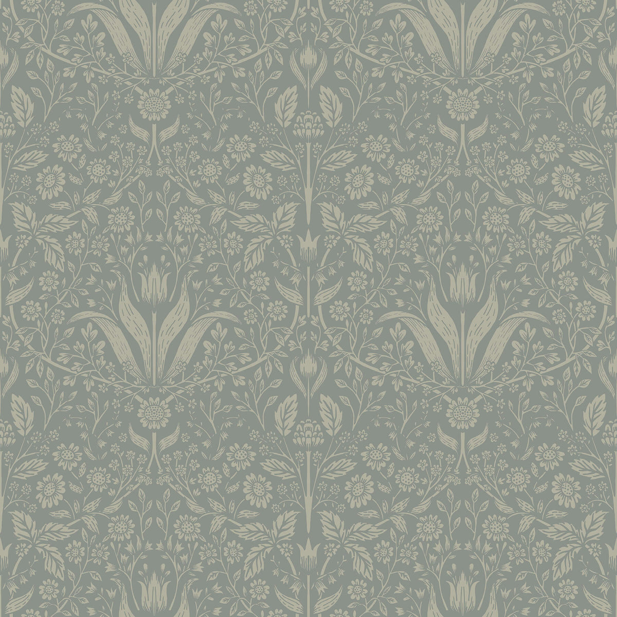 A Street Prints Botanica Mara Tulip Ogee Wallpaper Sample - Green