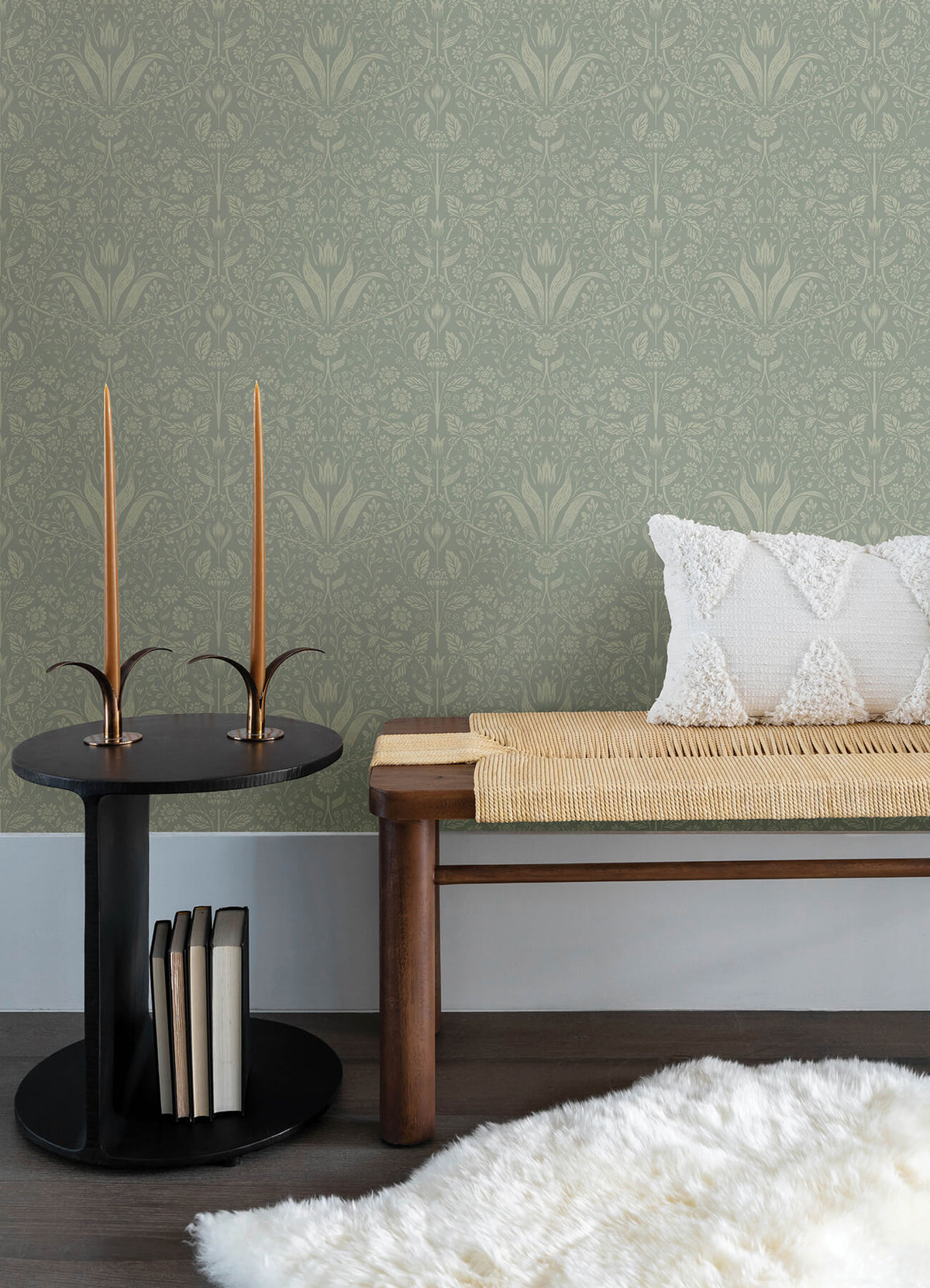 A Street Prints Botanica Mara Tulip Ogee Wallpaper Sample - Green