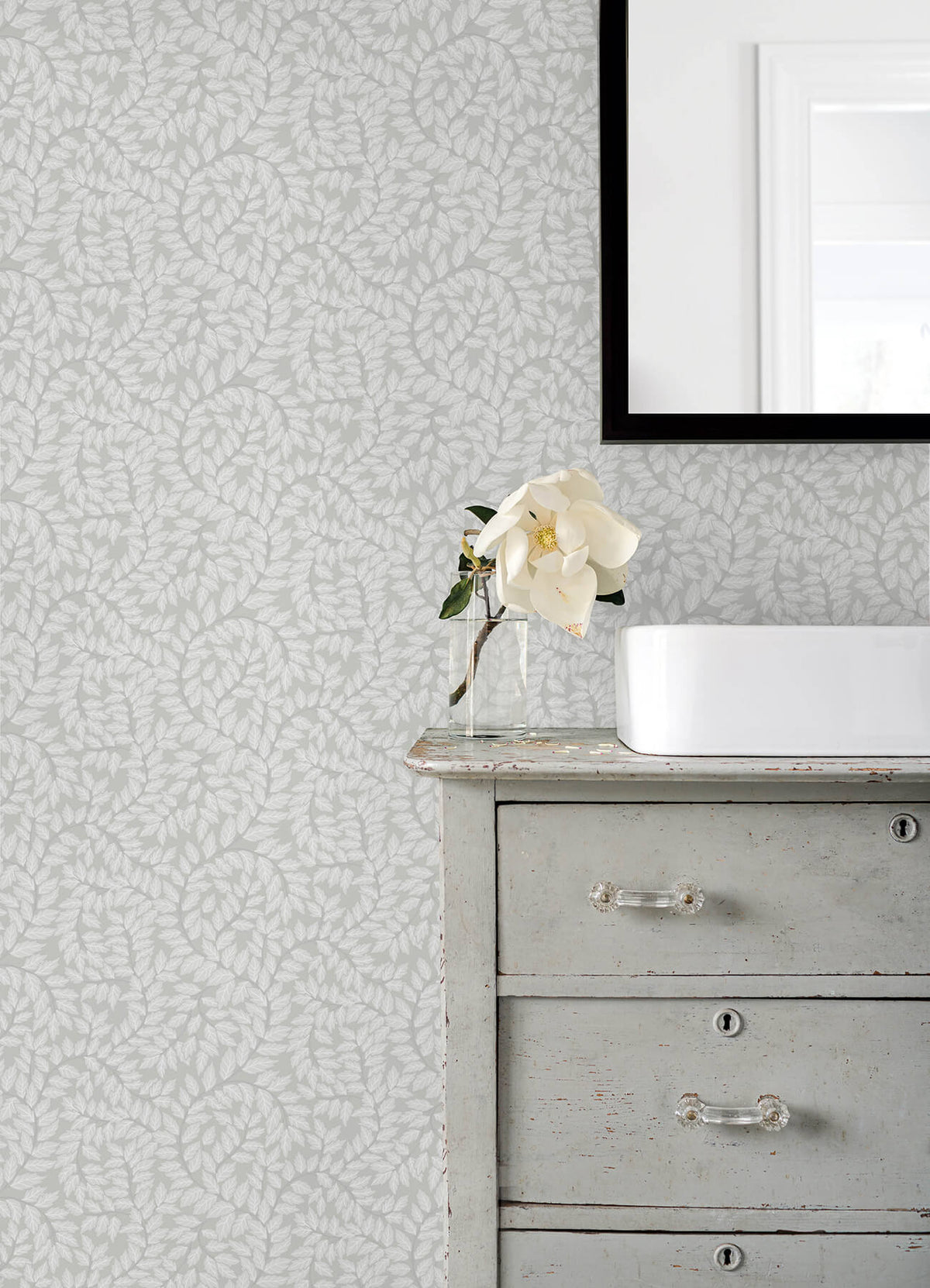 A-Street Prints Botanica Lindlöv Leafy Vines Wallpaper - Grey
