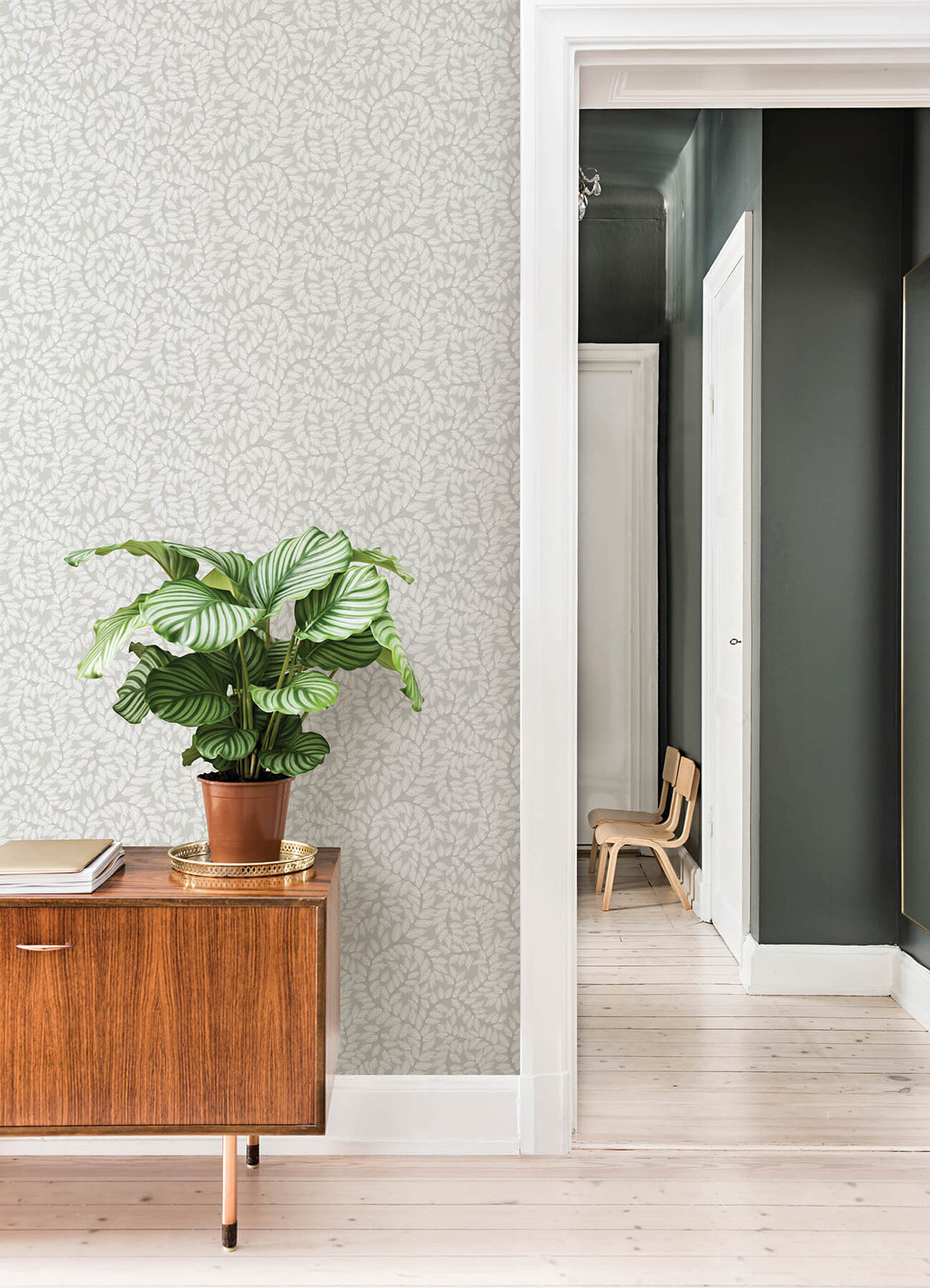 A-Street Prints Botanica Lindlöv Leafy Vines Wallpaper - Grey