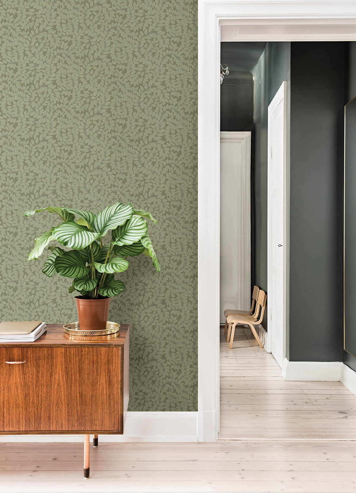 A-Street Prints Botanica Lindlöv Leafy Vines Wallpaper - Moss