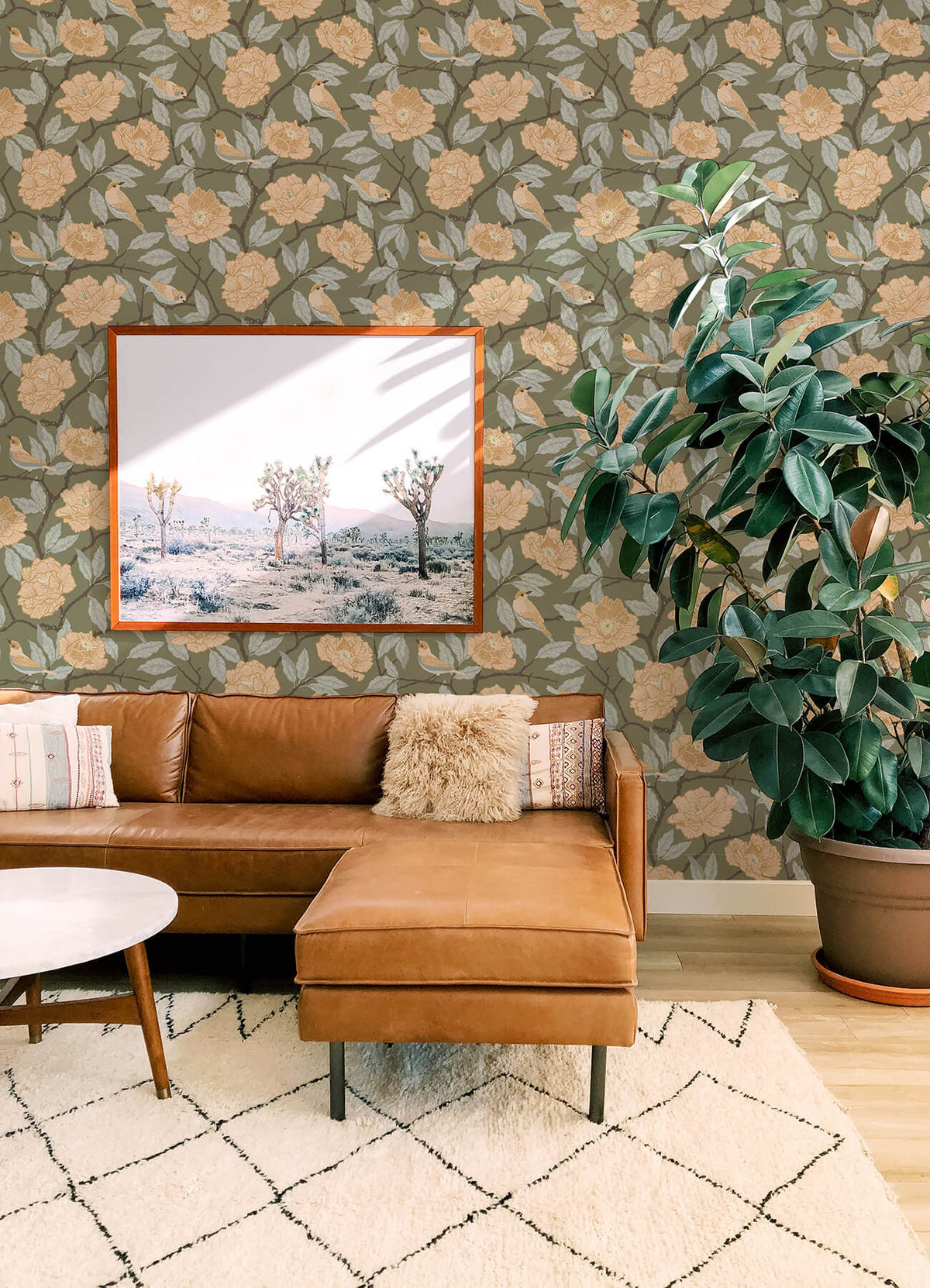 A Street Prints Botanica Bernadina Rosebush Wallpaper Sample - Moss