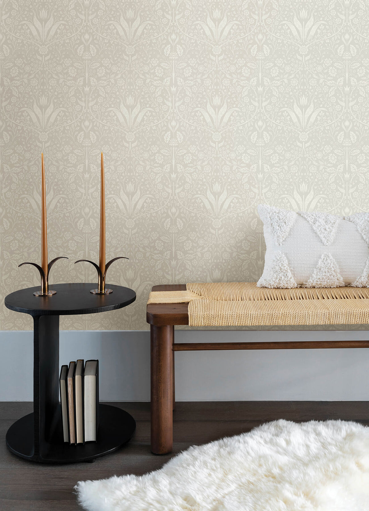 A-Street Prints Botanica Mara Tulip Ogee Wallpaper - Beige