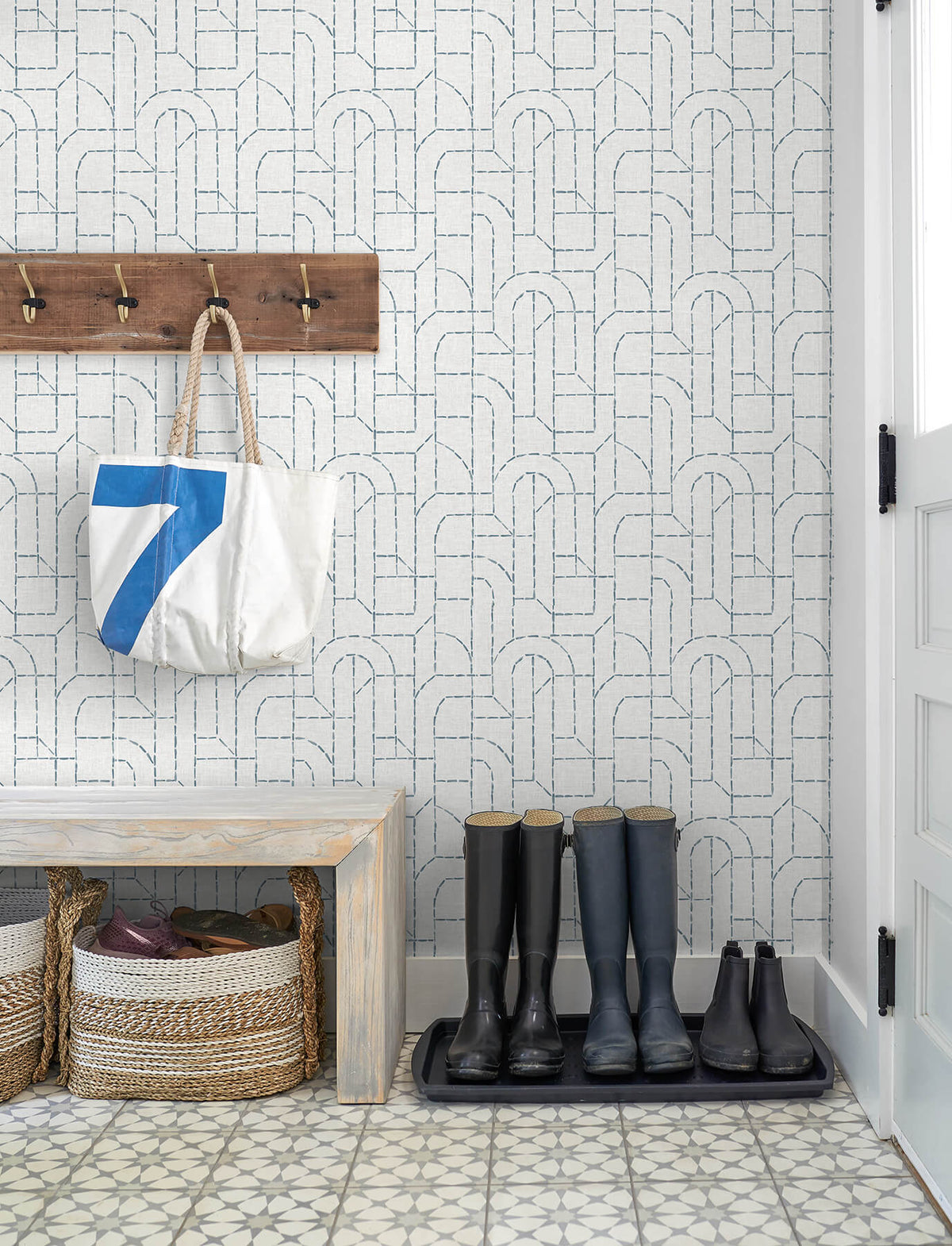 A Street Prints Harmony Integrity Wallpaper Sample - Blue