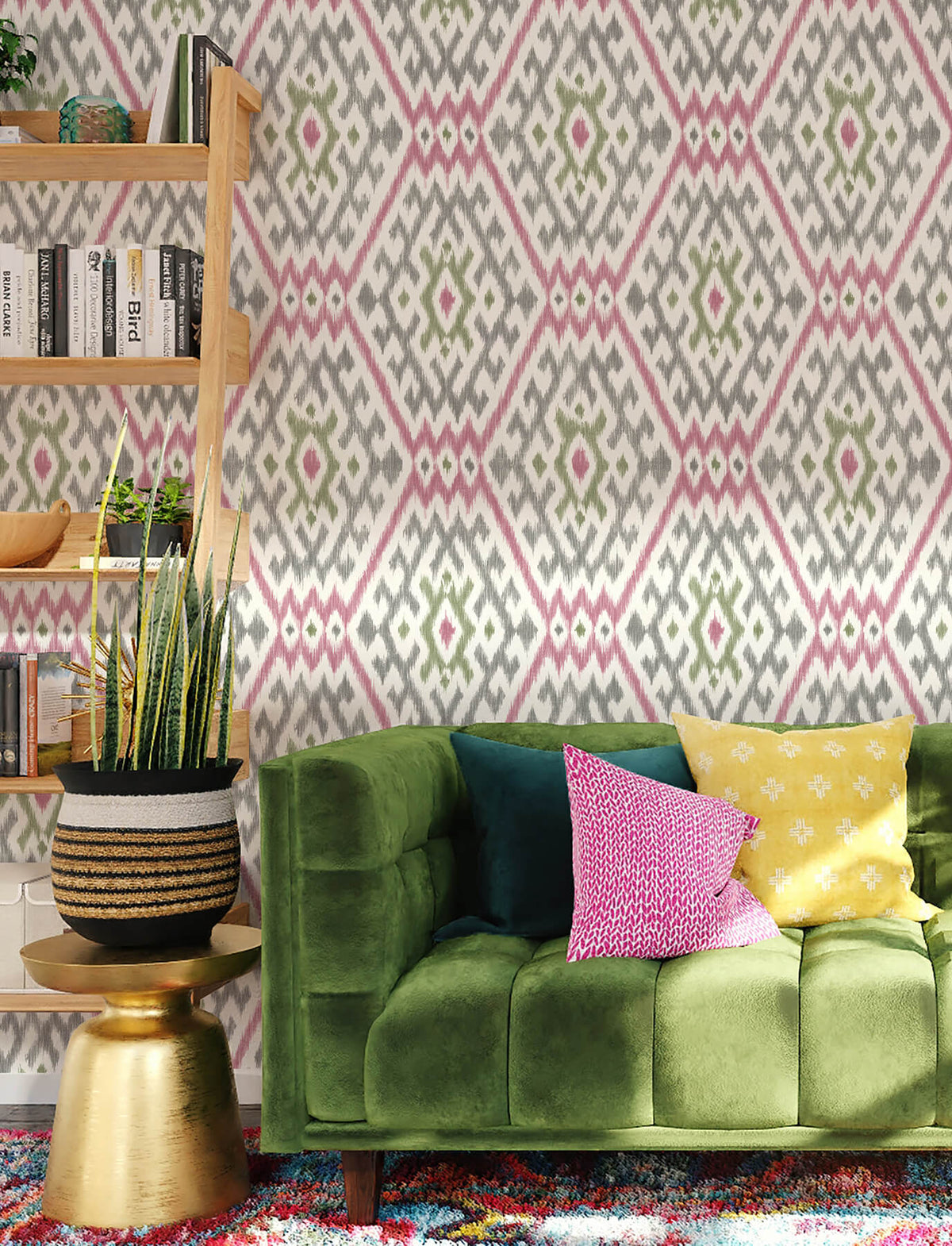 A-Street Prints Harmony Solola Ikat Wallpaper - Fuchsia