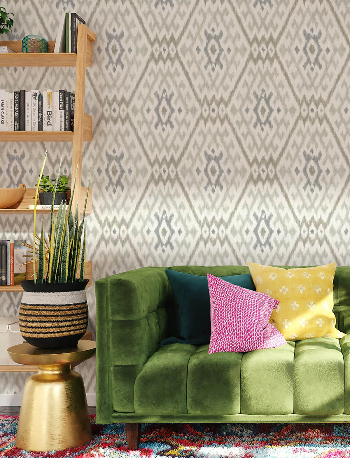 A-Street Prints Harmony Solola Ikat Wallpaper - Stone