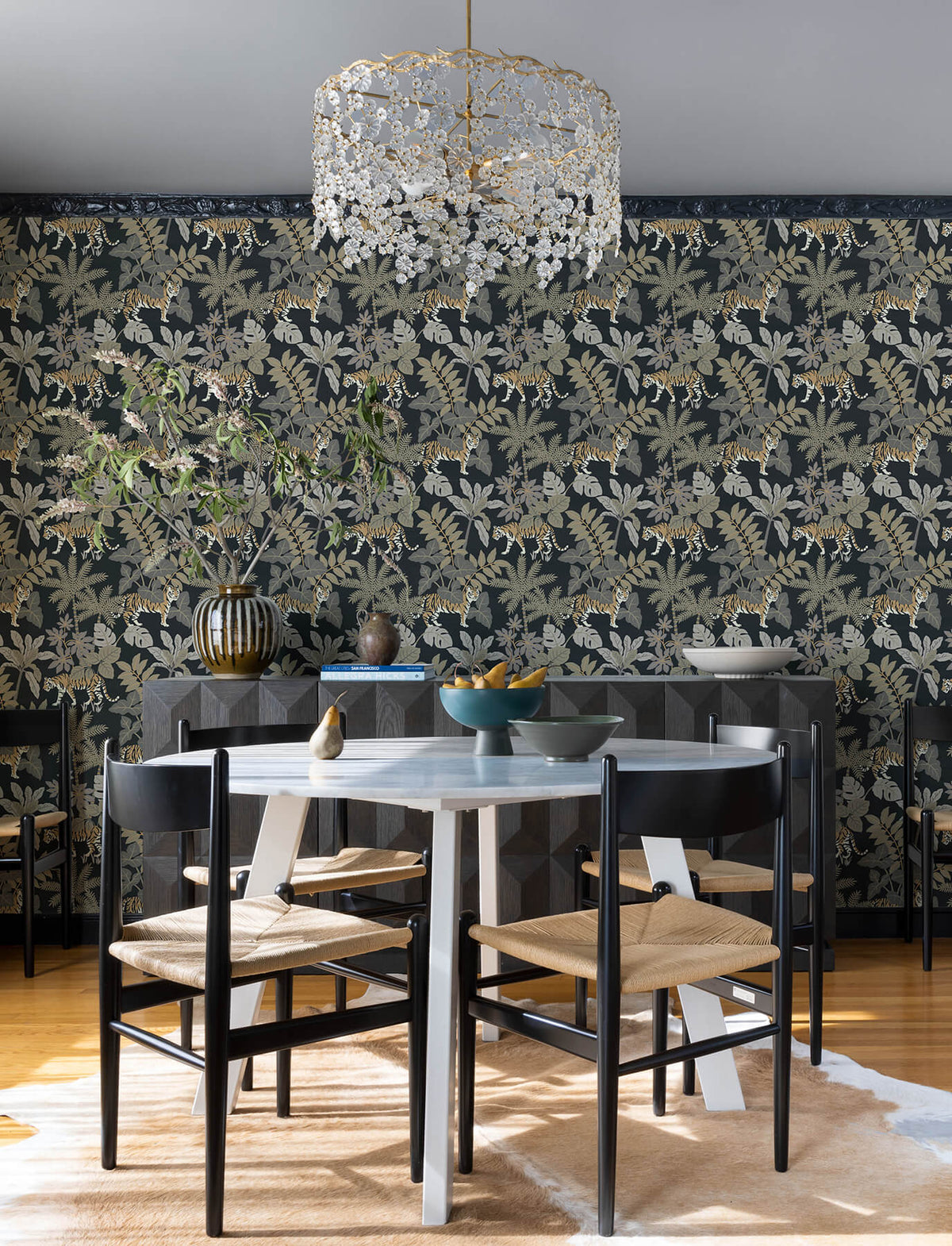 A Street Prints Harmony Caspian Jungle Wallpaper Sample - Charcoal