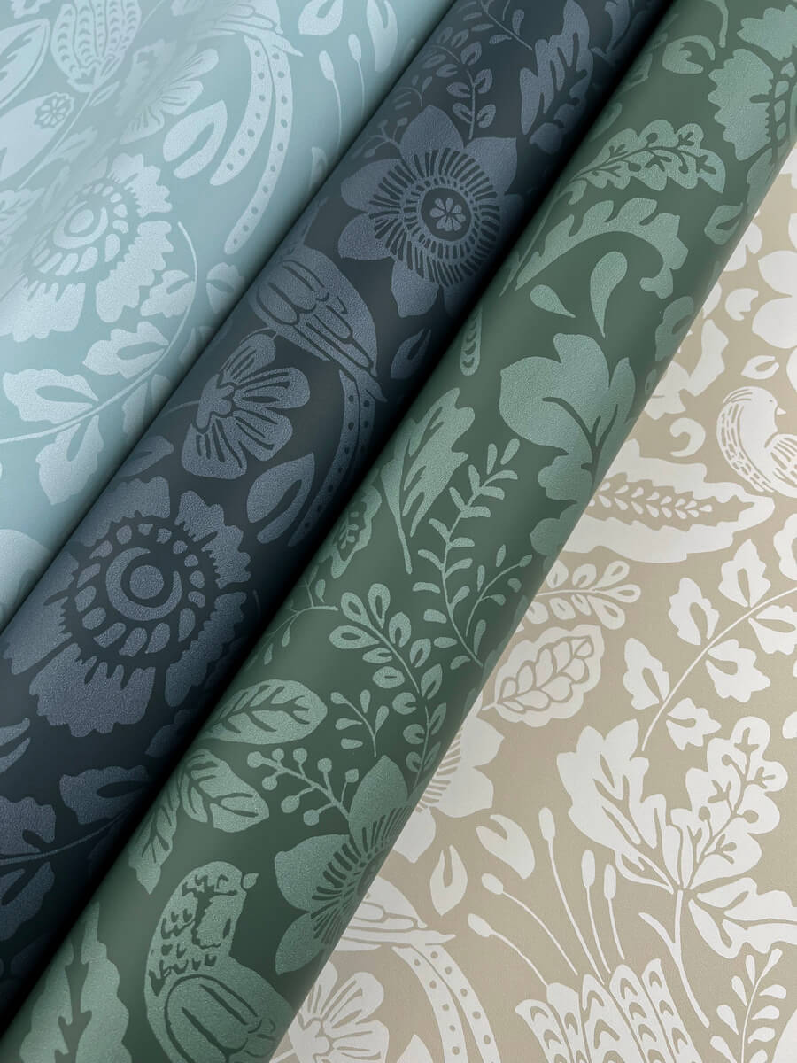 A Street Prints Haberdashery Marta Floral Wallpaper Sample - Teal