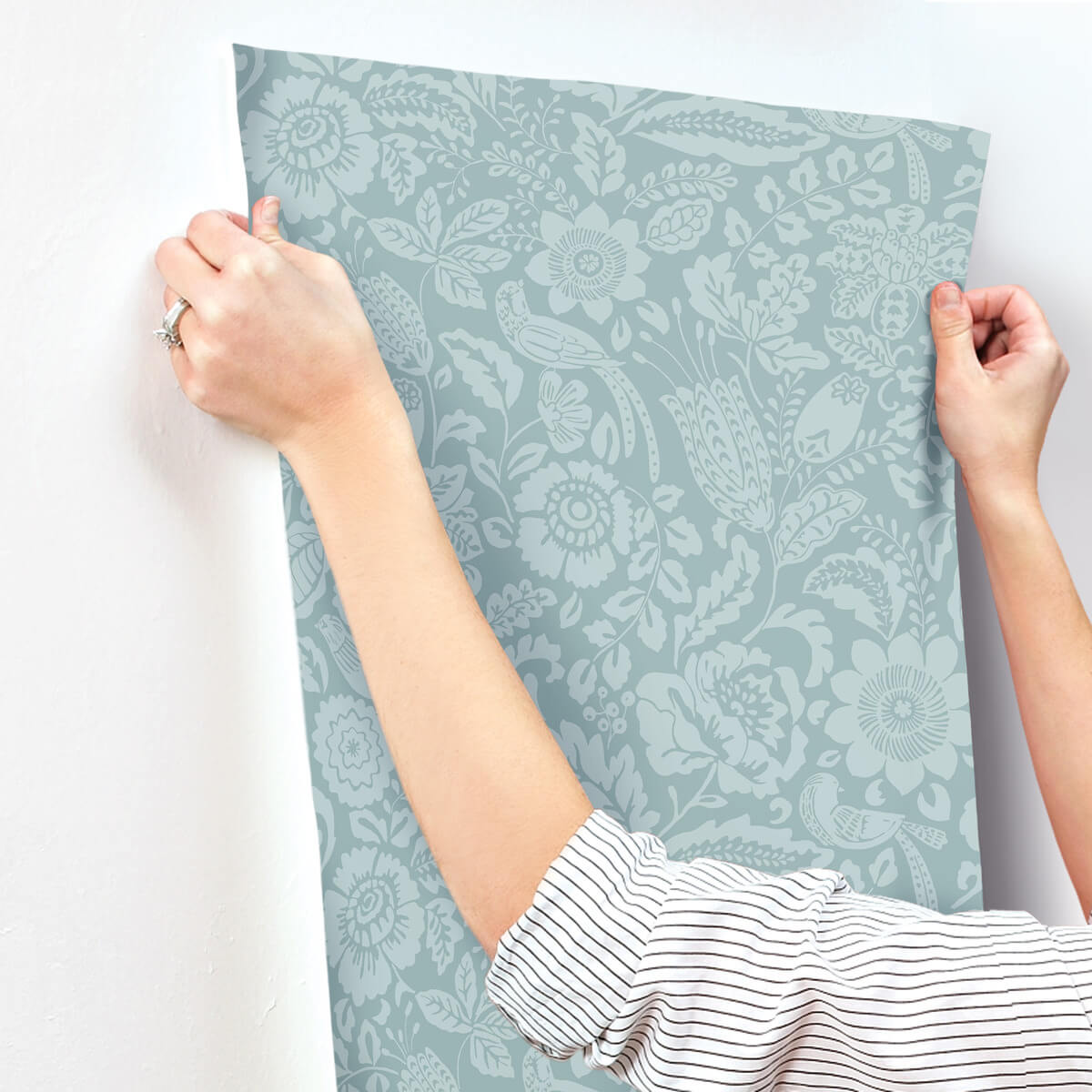 A Street Prints Haberdashery Marta Floral Wallpaper Sample - Teal