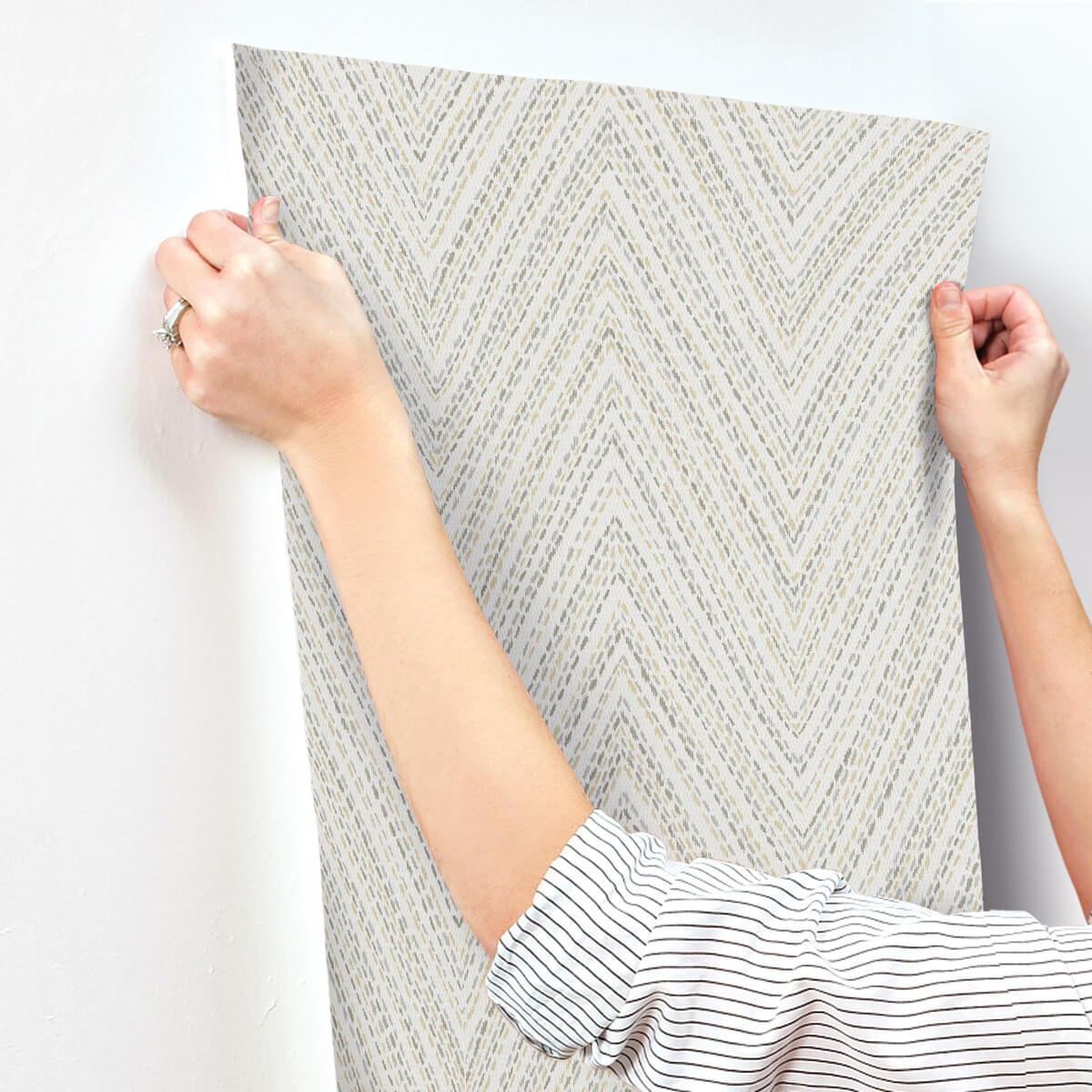 A Street Prints Haberdashery Lainey Chevron Wallpaper Sample - Neutral