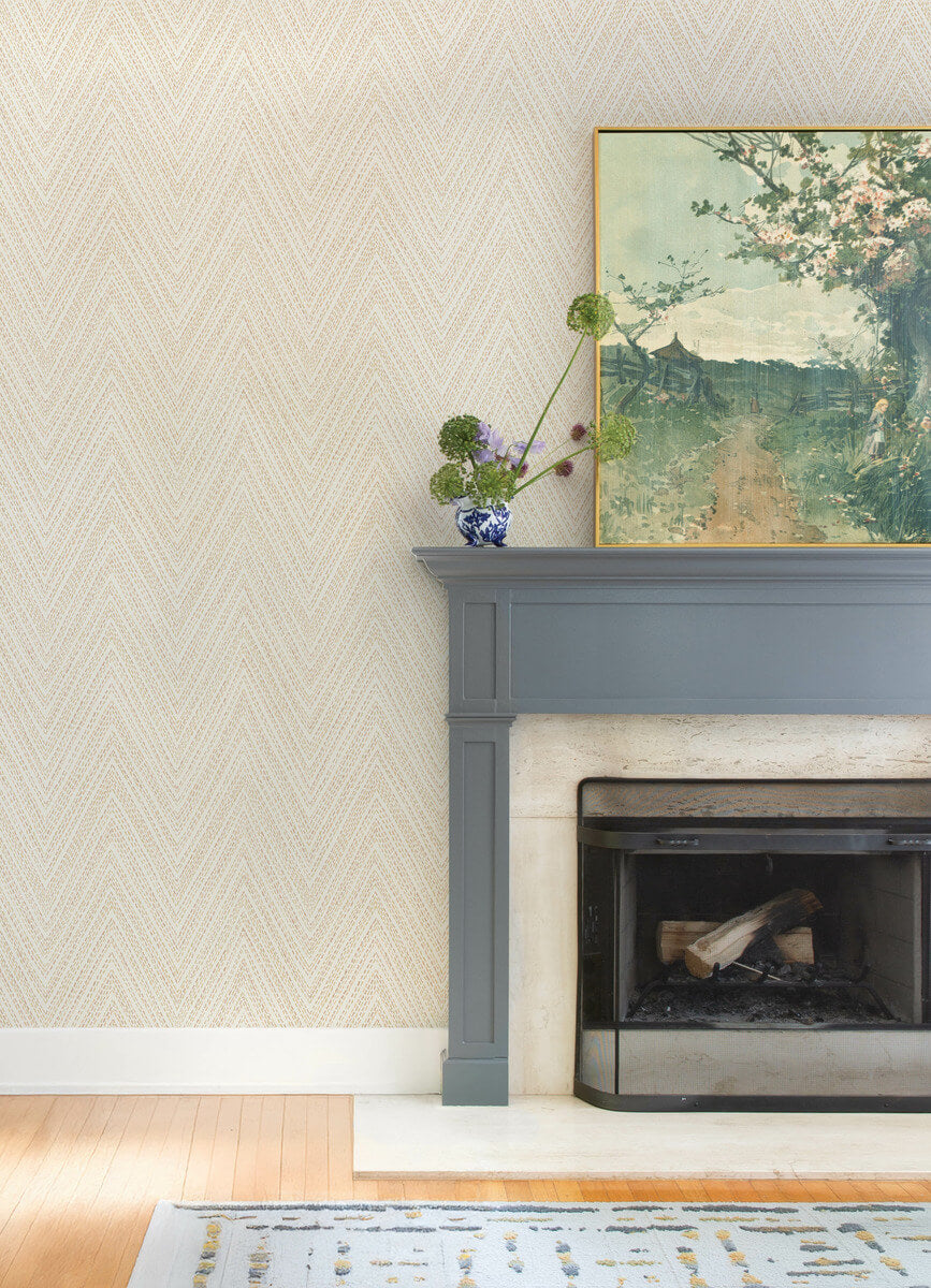 A-Street Prints Haberdashery Lainey Chevron Wallpaper - Apricot