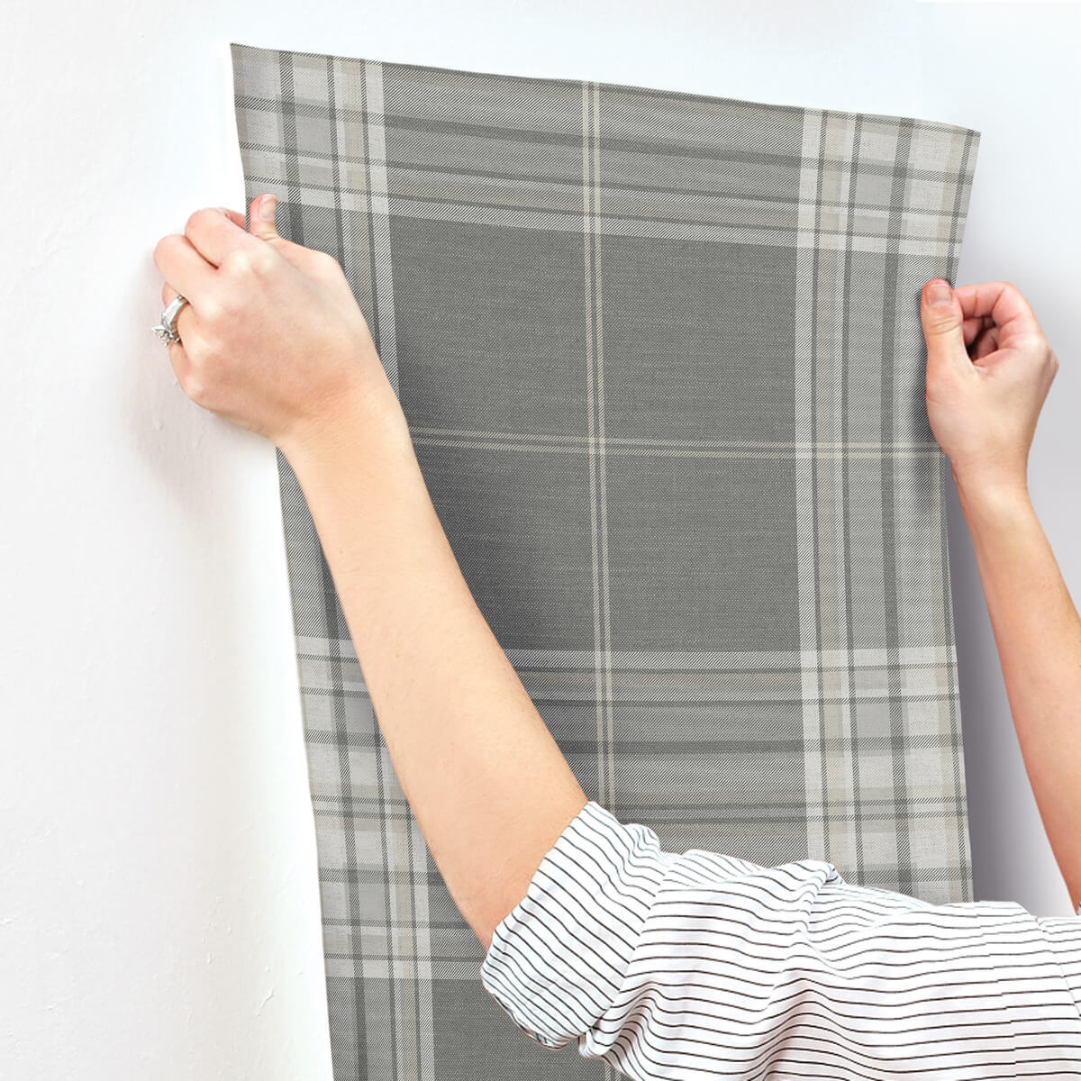 A Street Prints Haberdashery Westley Plaid Wallpaper Sample - Grey