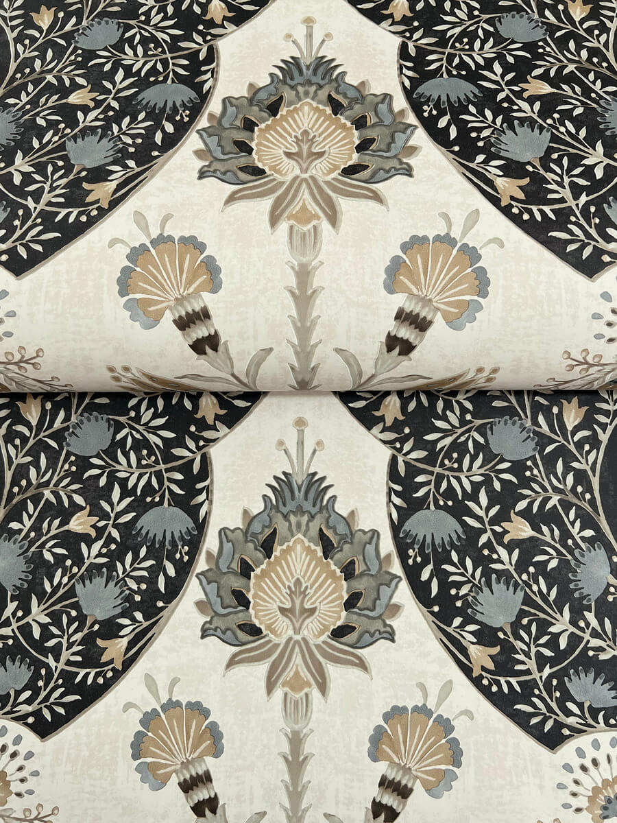 A Street Prints Haberdashery Auden Grandeur Wallpaper Sample - Black