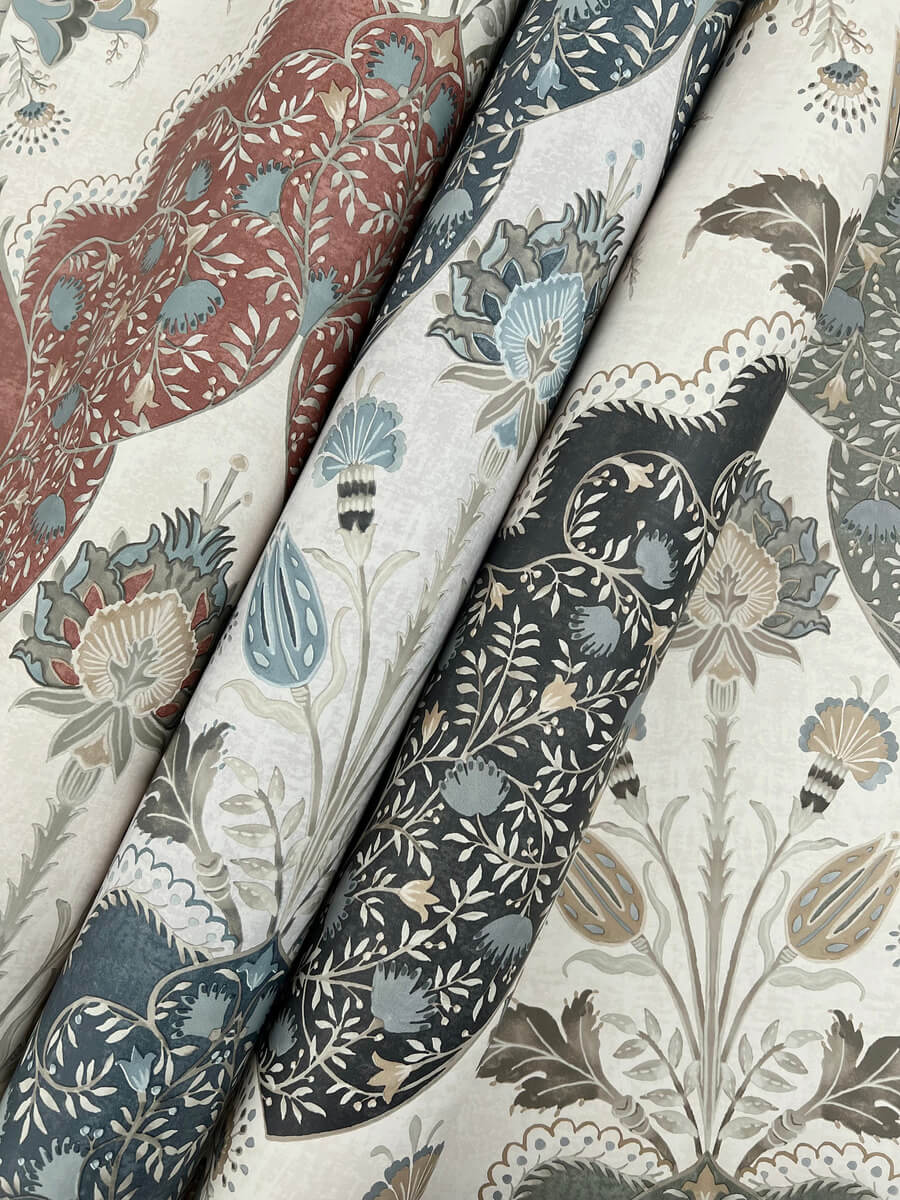 A Street Prints Haberdashery Auden Grandeur Wallpaper Sample - Dark Blue