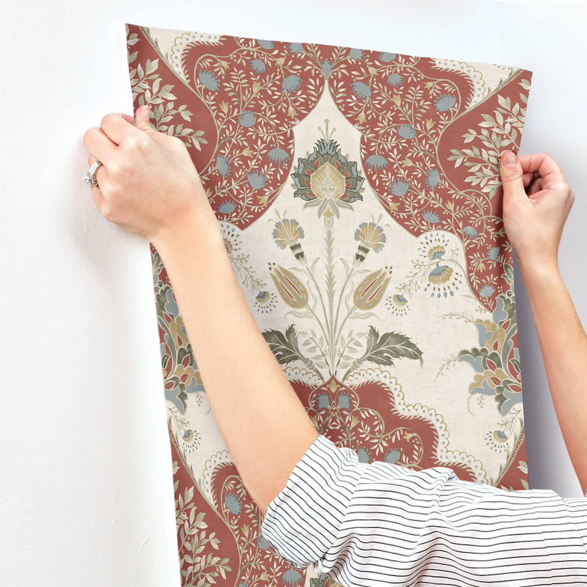 A-Street Prints Haberdashery Auden Grandeur Wallpaper - Ruby