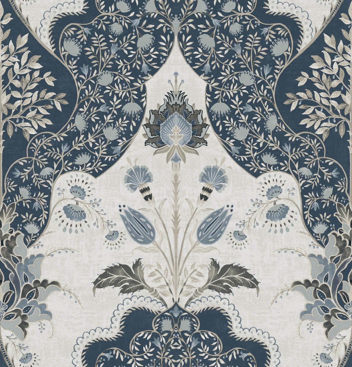 A Street Prints Haberdashery Auden Grandeur Wallpaper Sample - Dark Blue
