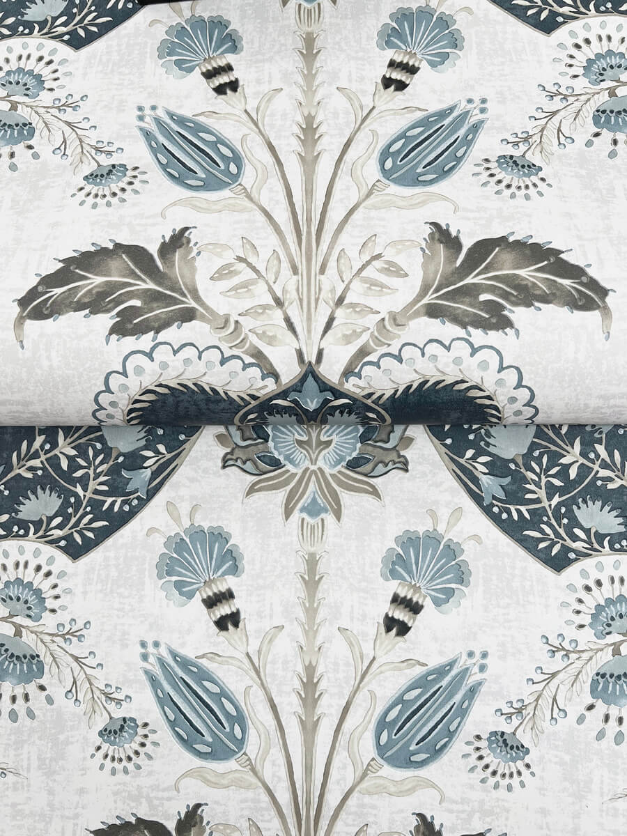 A Street Prints Haberdashery Auden Grandeur Wallpaper Sample - Dark Blue
