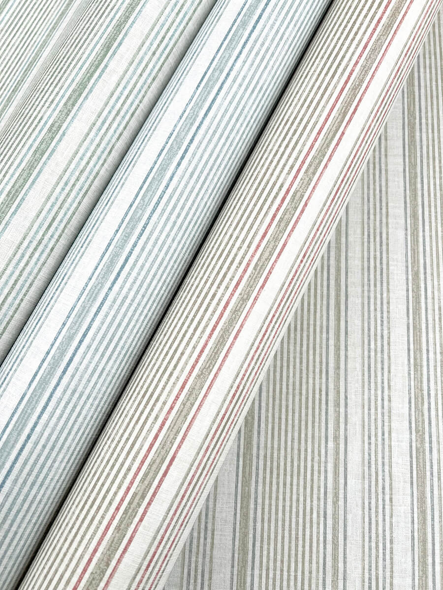 A Street Prints Haberdashery Ayanna Striped Wallpaper Sample - Light Green