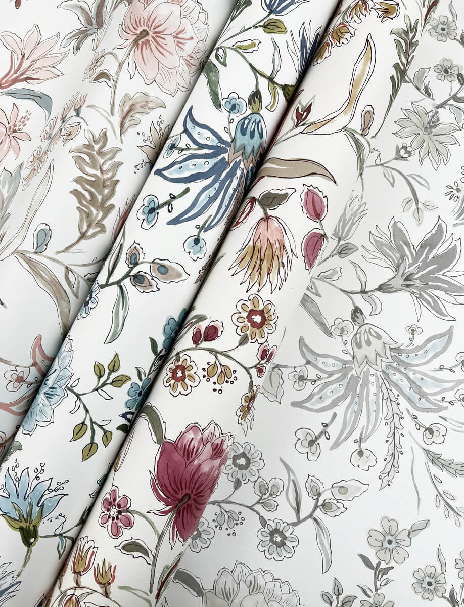 A-Street Prints Haberdashery Teonna Floral Wallpaper - Light Pink