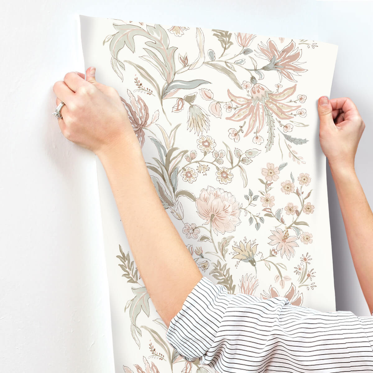 A-Street Prints Haberdashery Teonna Floral Wallpaper - Light Pink