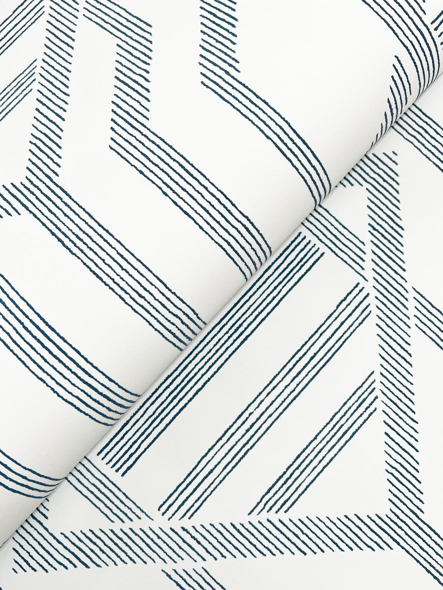 A Street Prints Haberdashery Essex Geometric Wallpaper Sample - Dark Blue