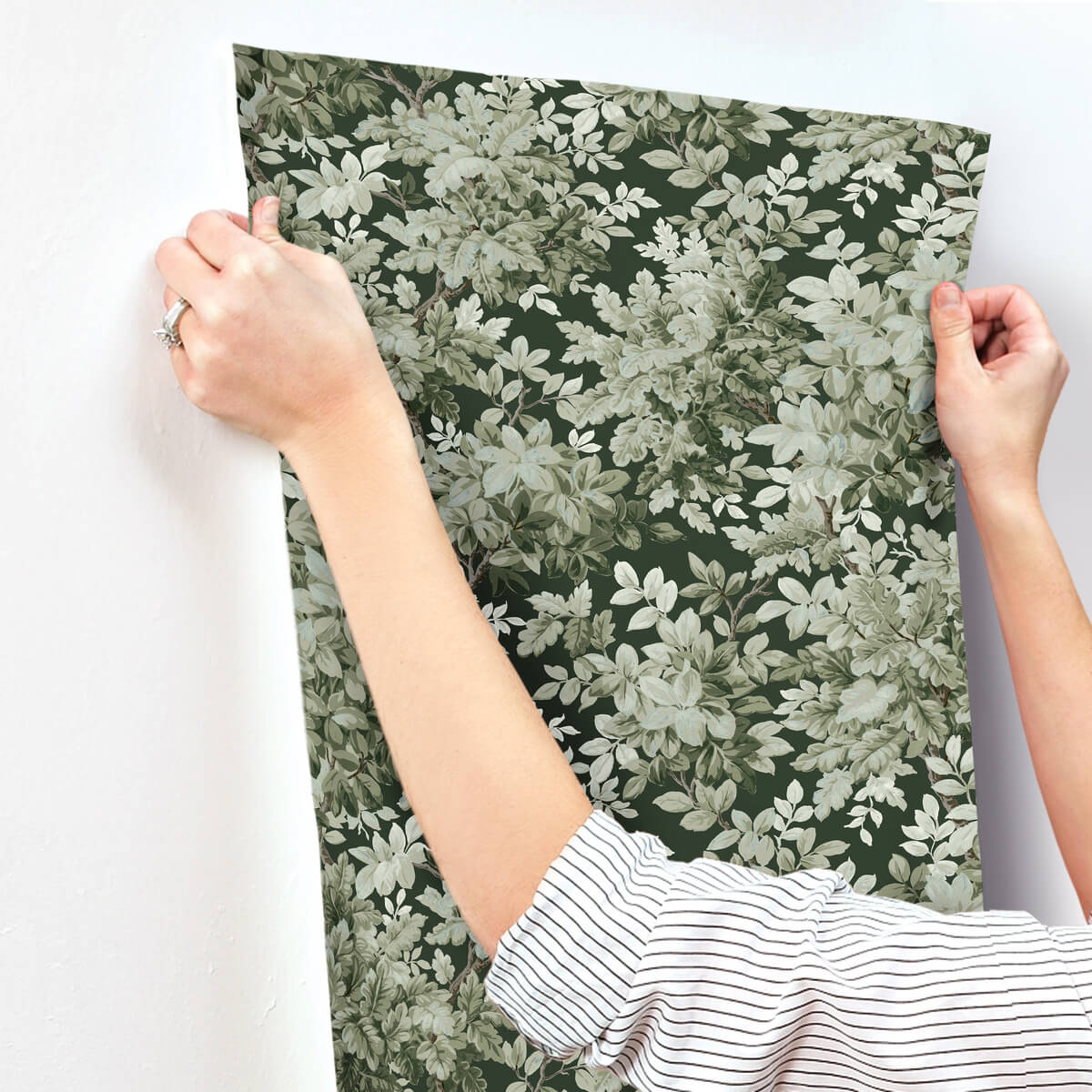 A Street Prints Haberdashery Greenwood Wallpaper Sample - Dark Green