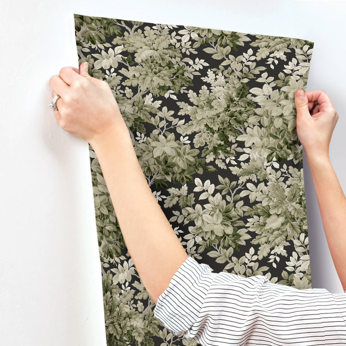 A Street Prints Haberdashery Greenwood Wallpaper Sample - Black