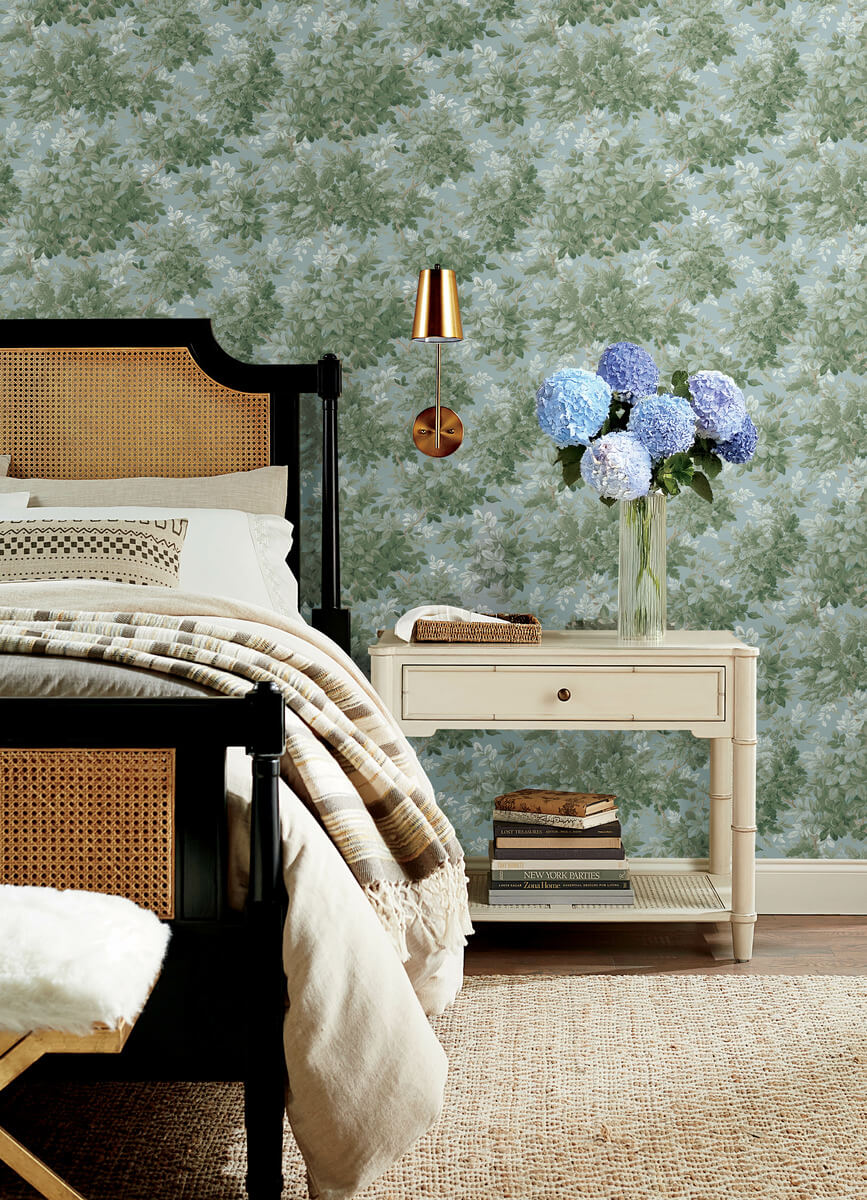 A Street Prints Haberdashery Greenwood Wallpaper Sample - Light Blue