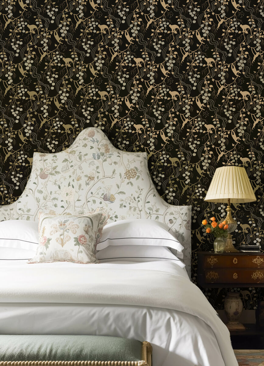A-Street Prints Haberdashery Linden Jungle Wallpaper - Black