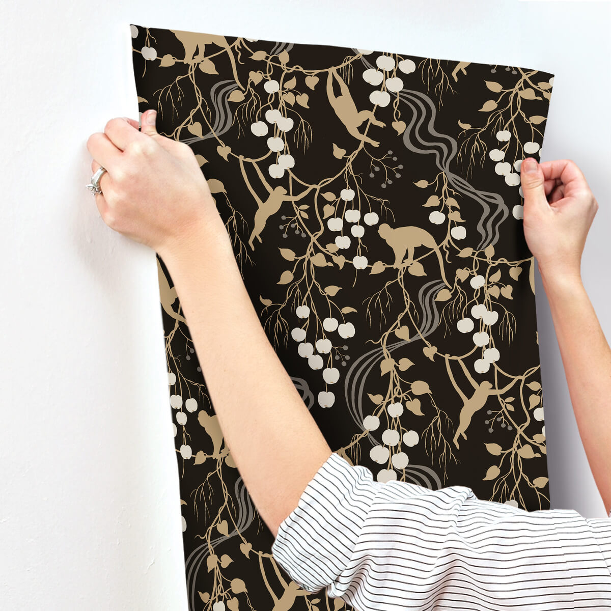 A-Street Prints Haberdashery Linden Jungle Wallpaper - Black