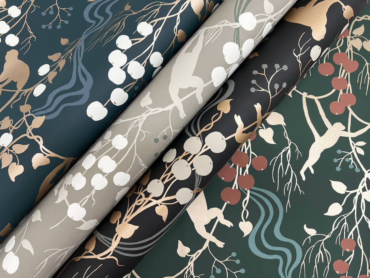 A Street Prints Haberdashery Linden Jungle Wallpaper Sample - Navy