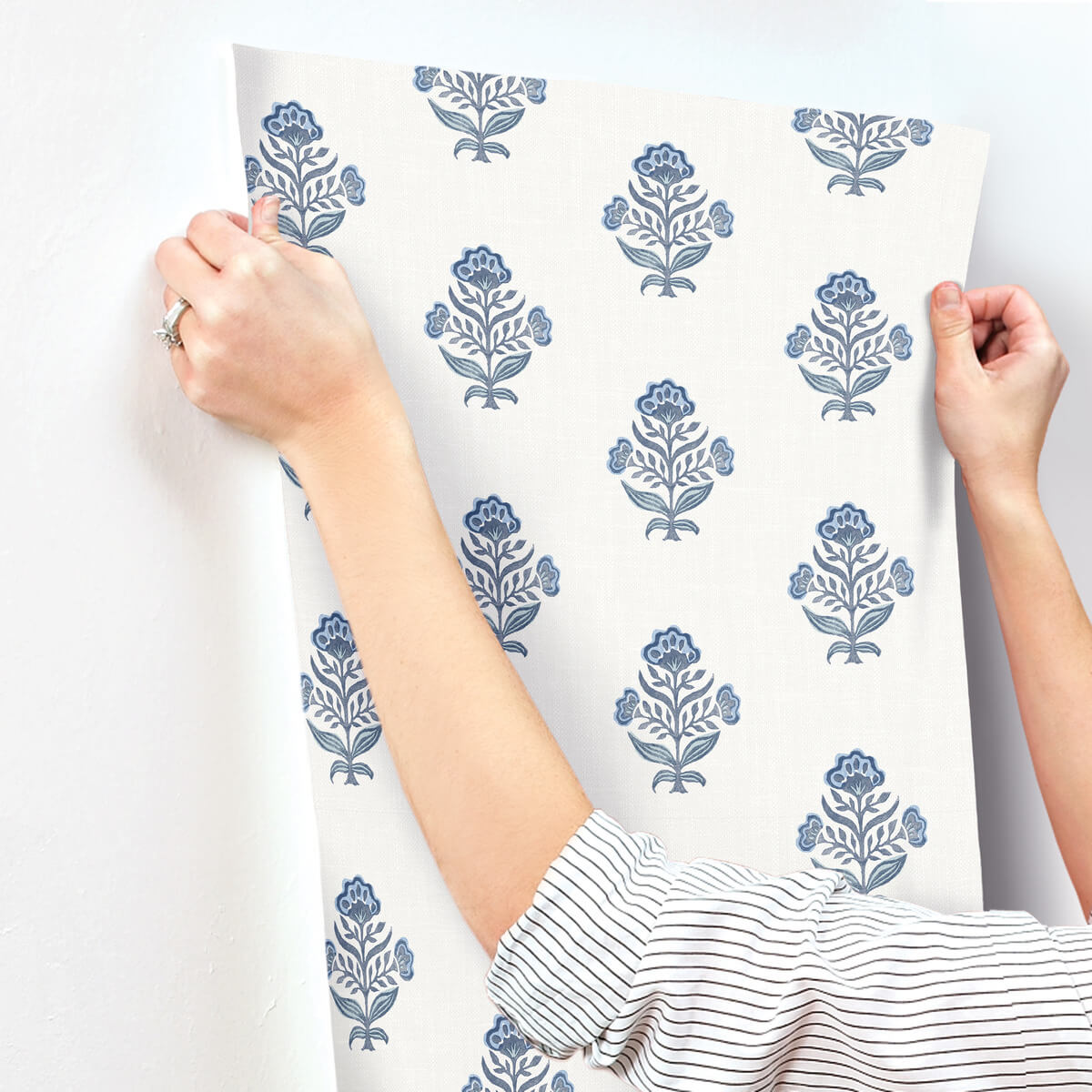 Chesapeake Printworks Hollyhock Wallpaper Sample - Blue